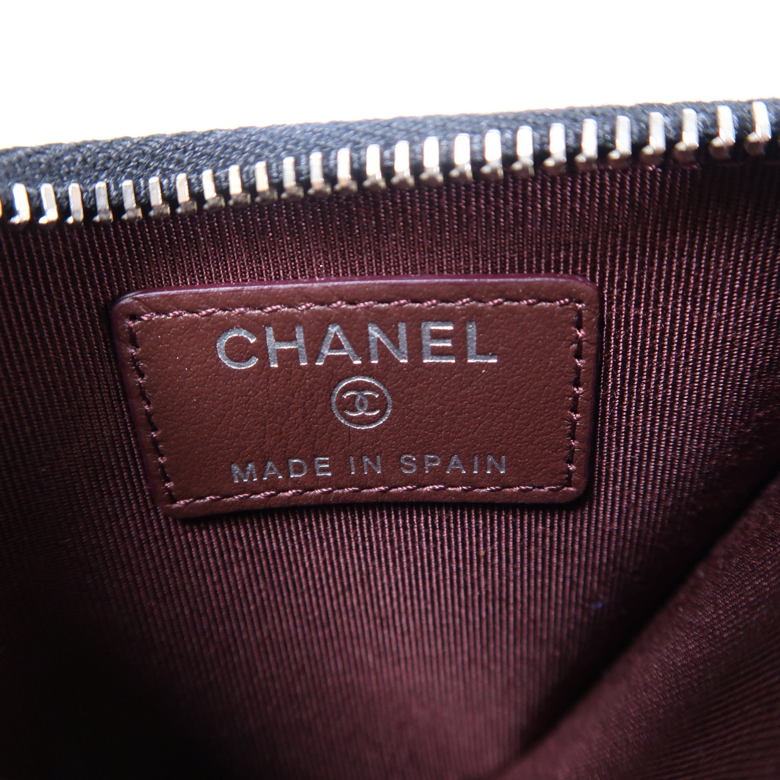 CHANEL 菱格Caviar皮革Card case銀扣卡片套黑色