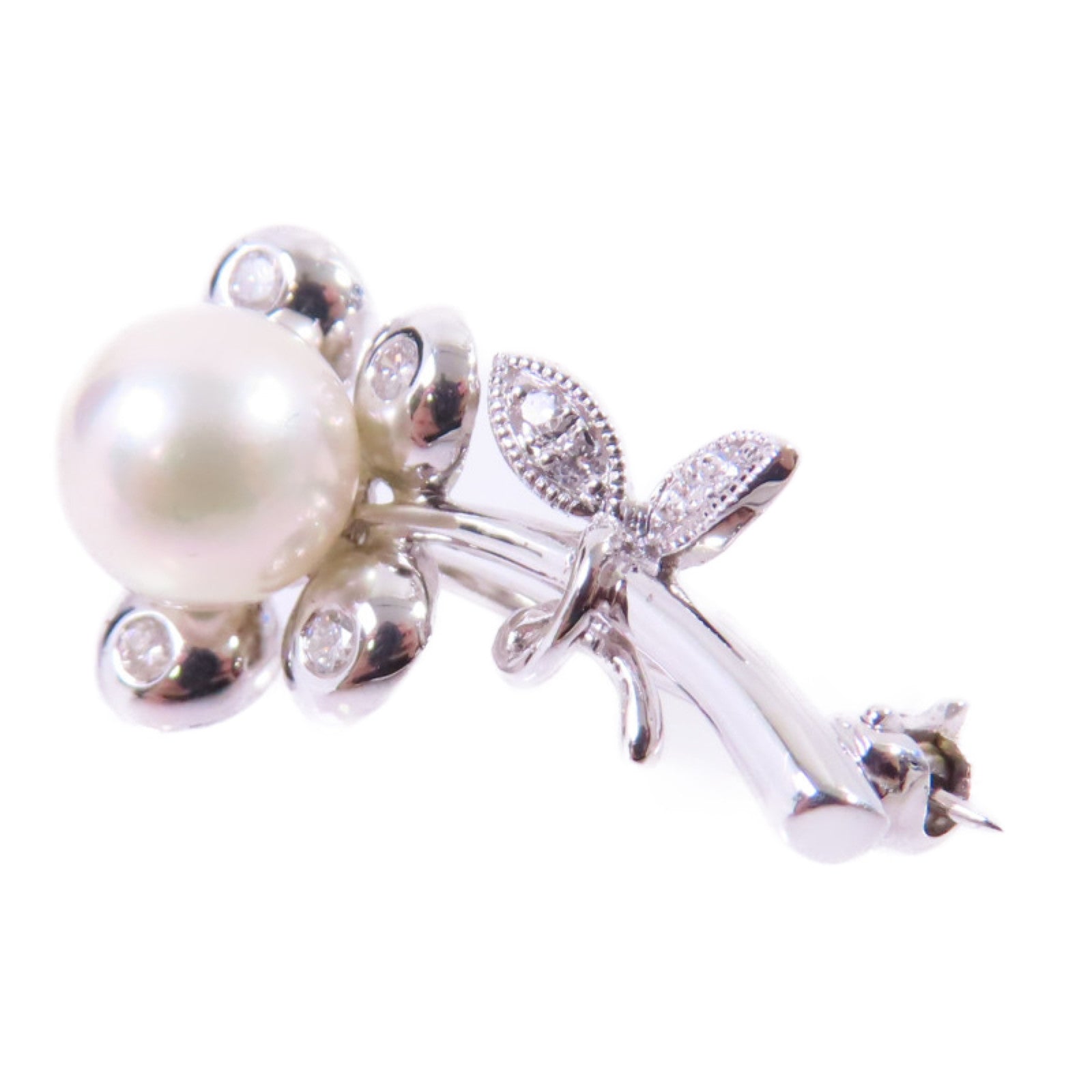 JEWELRY 18K白金Pearl/Diamond Broach鑽石/珍珠胸針