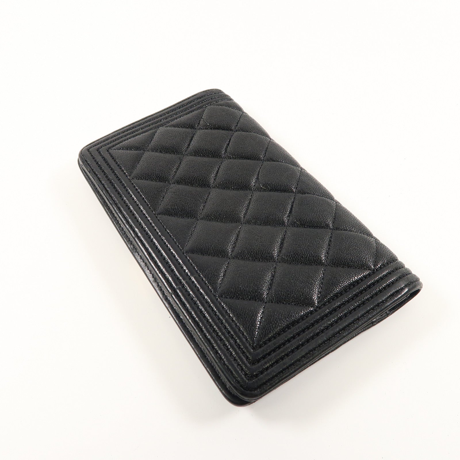 “加料条幅”　文革前・李鄭和 CHANEL 菱格牛皮皮革Boy Long Wallet金扣長錢包黑色– Brand Off