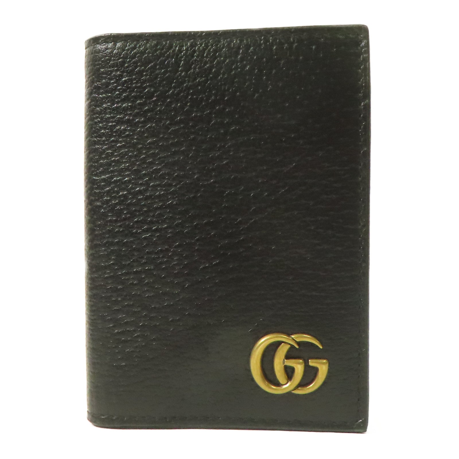GUCCI 牛皮皮革Card Case金扣折疊錢包黑色