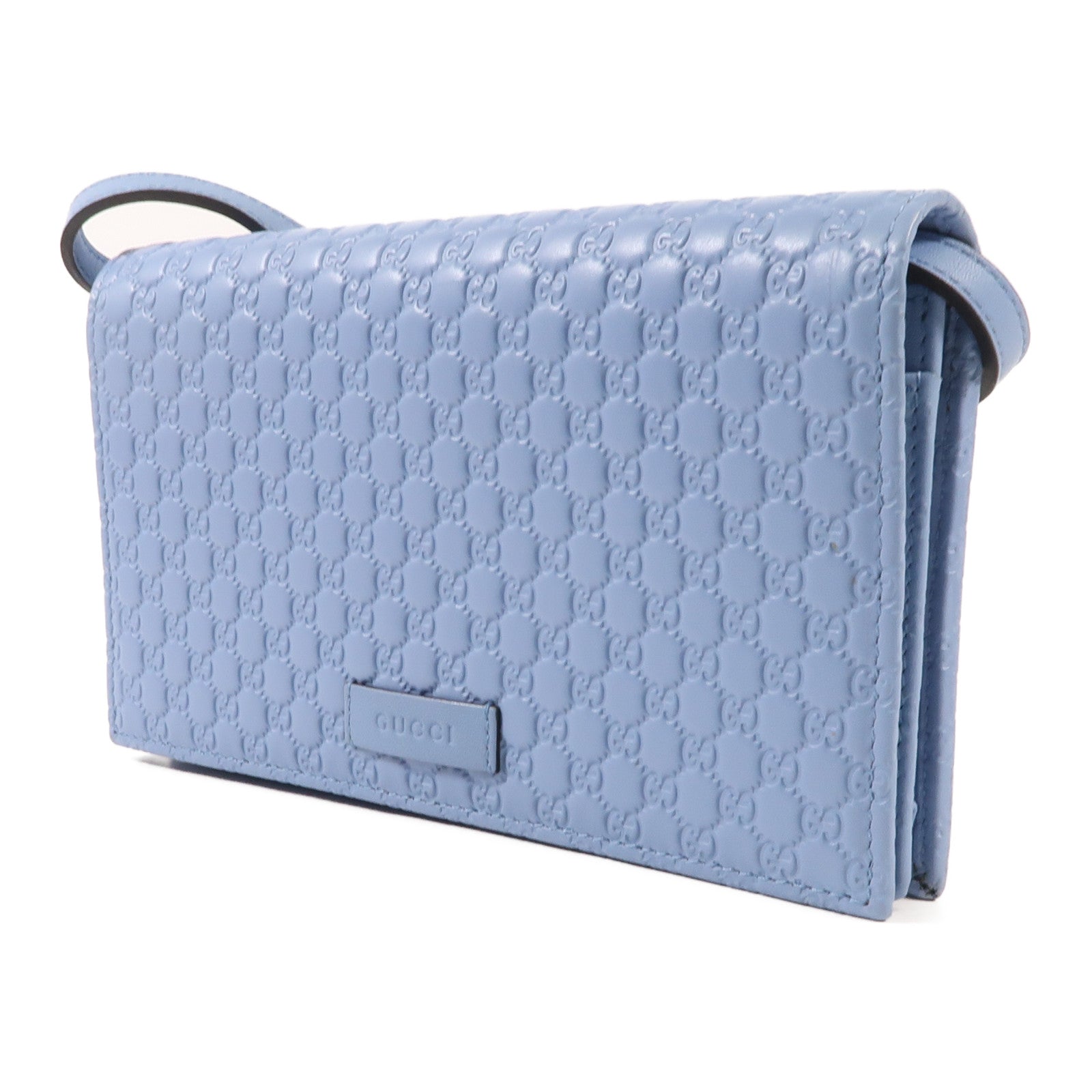 GUCCI Guccissima皮革Shoulder Wallet銀扣肩背袋