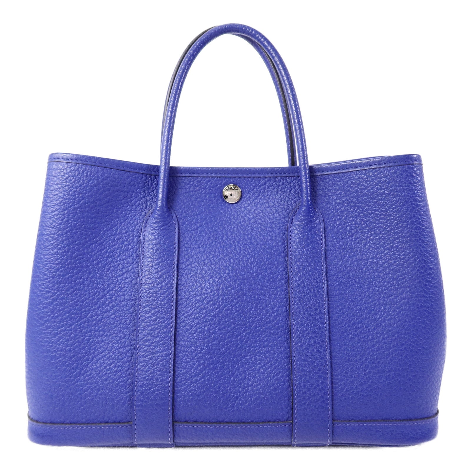HERMES Clemence皮革Garden Party TPM手挽袋Bleu Electrique