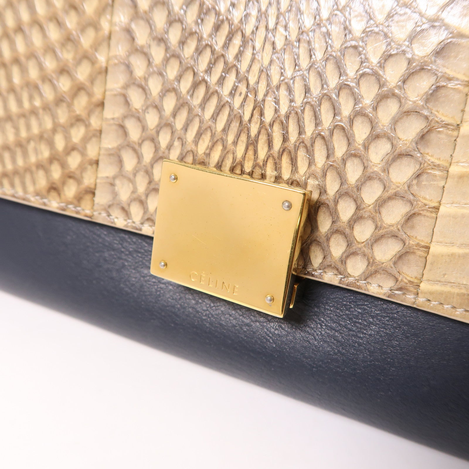 CELINE 牛皮/麂皮/蛇皮皮革Trapeze金扣手挽肩背兩用袋