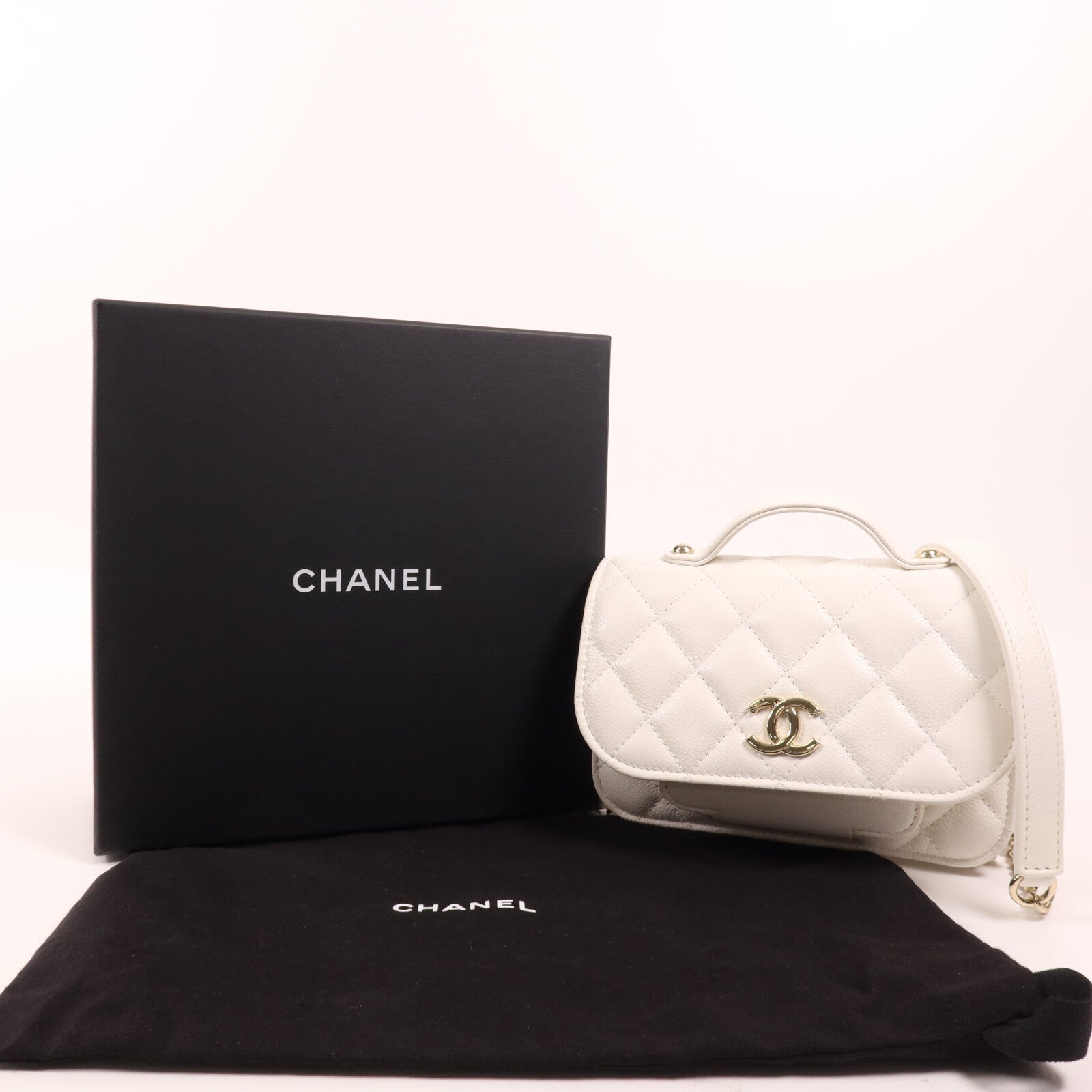 CHANEL 牛皮皮革Mini Affinity金扣手挽肩背兩用袋