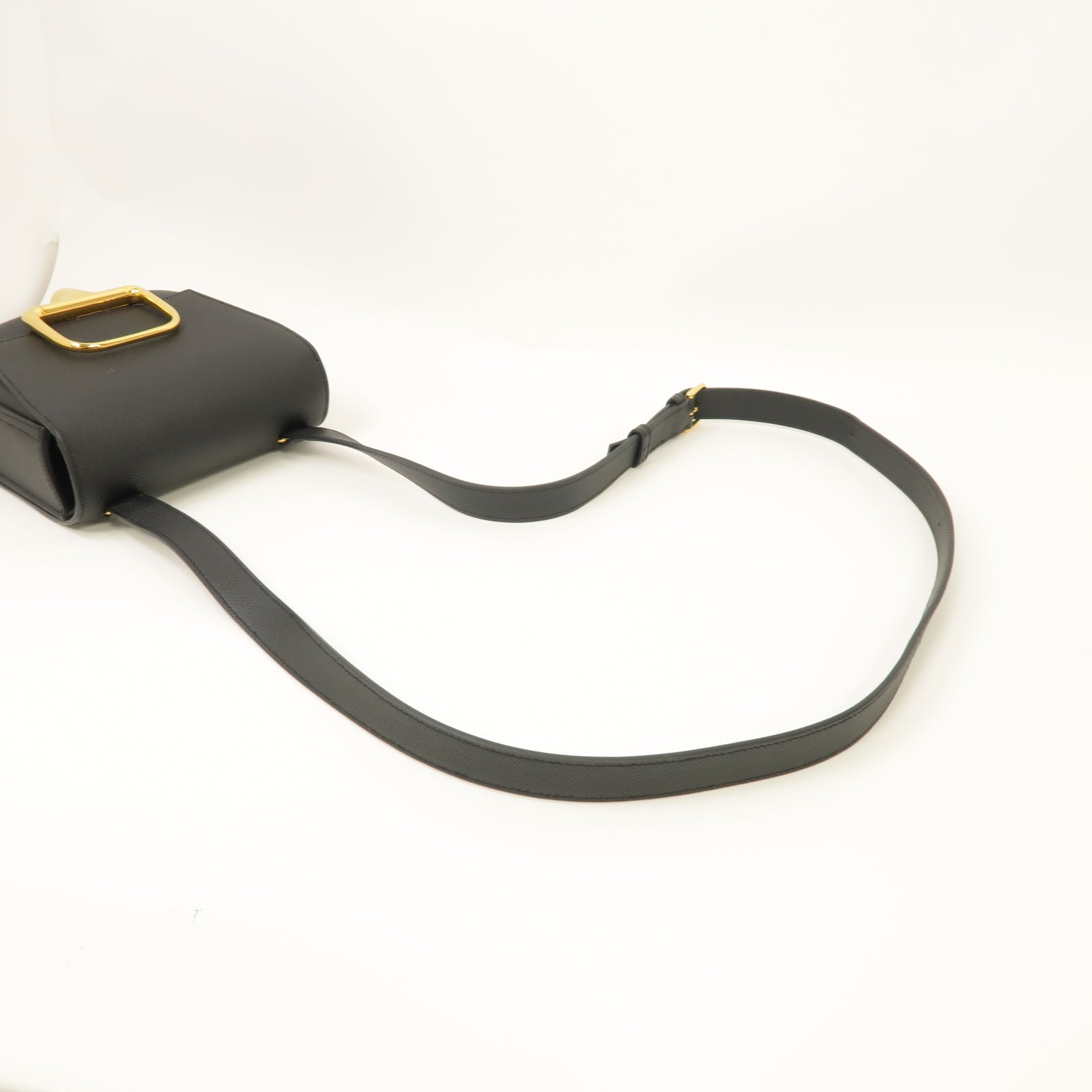 HERMES 【激減優惠】Epsom皮革Della Caralleria Mini Shoulder Bag金扣肩背袋經典黑