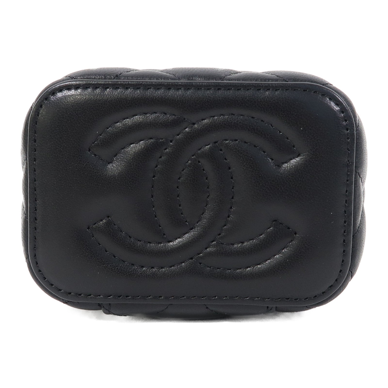 CHANEL 菱格皮革Vanity Case金扣鏈帶肩背袋黑色