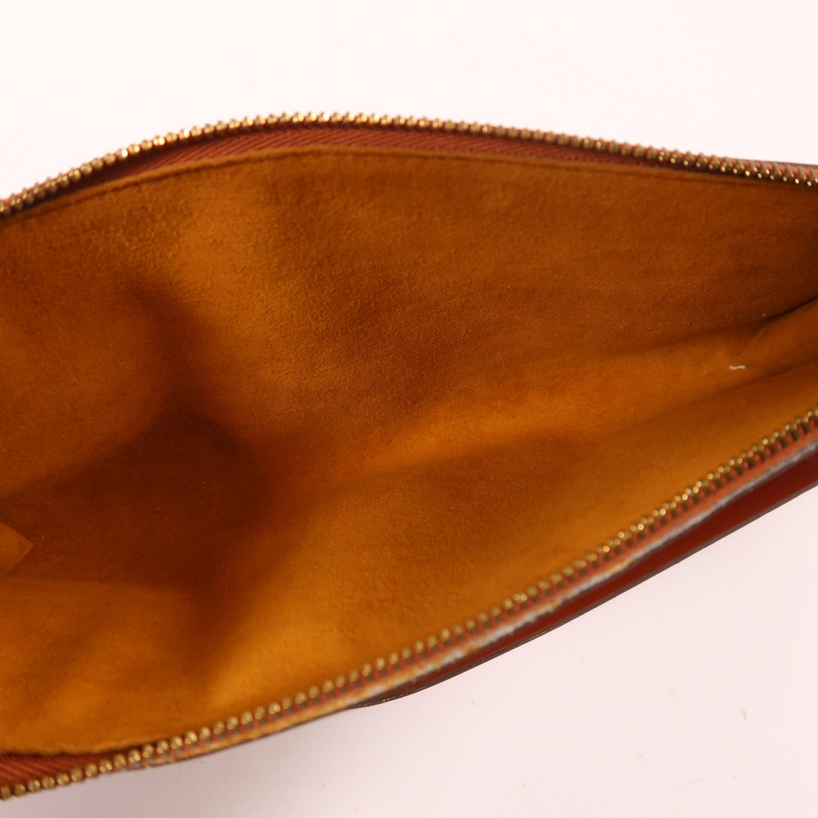 LOUIS VUITTON Epi Pochette Accessories金扣手挽袋焦糖色