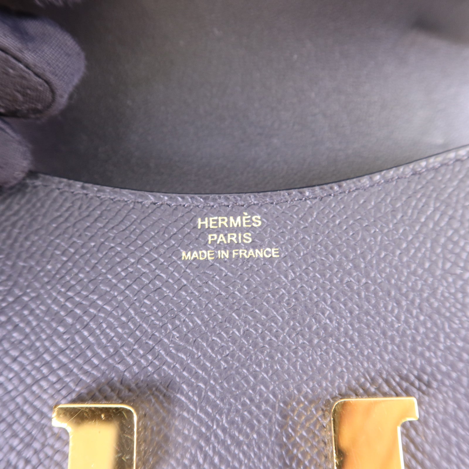HERMES Epsom皮革Constance Slim金扣錢包Noir