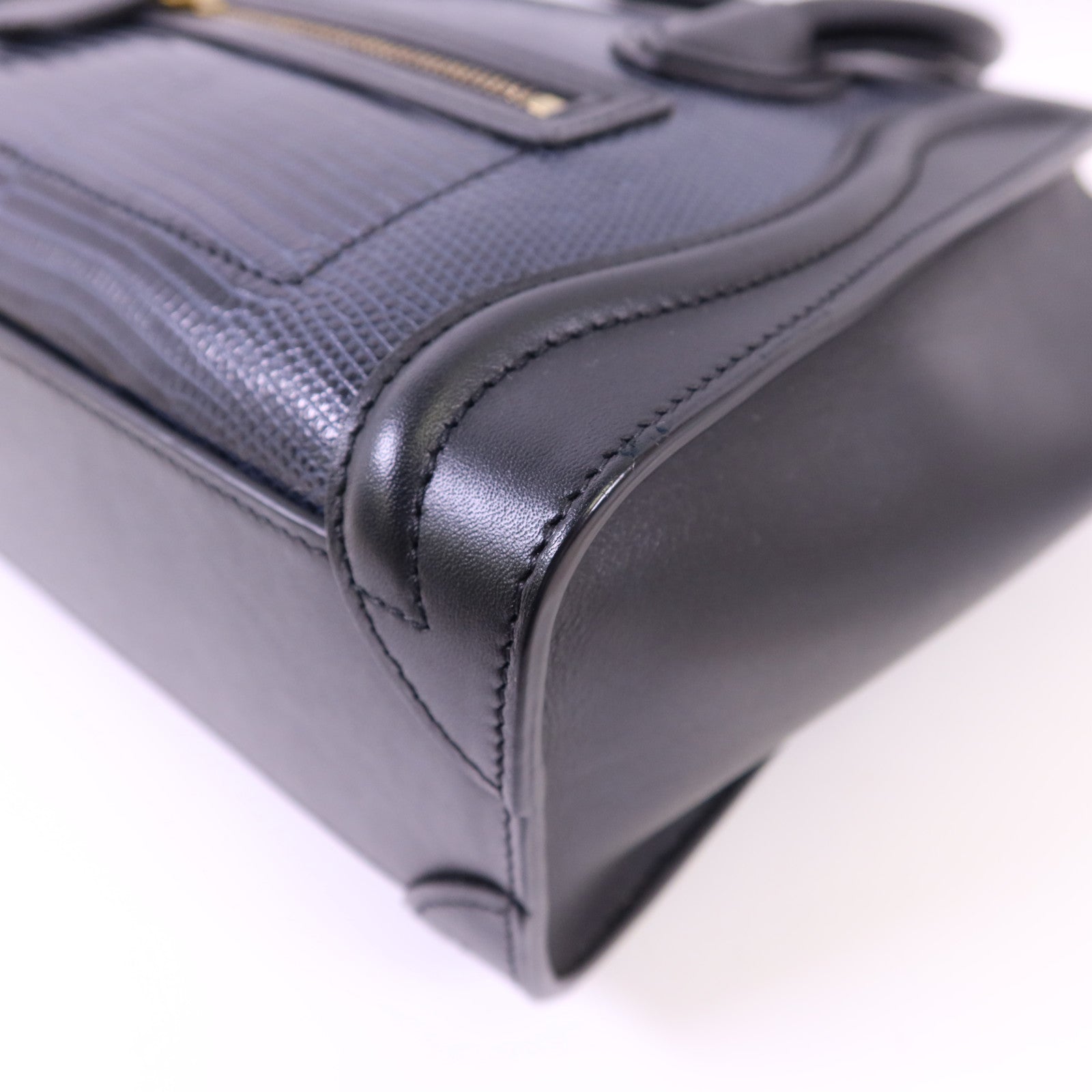 CELINE 蜥蝪皮革/牛皮皮革Nano Luggage金扣手挽肩背兩用袋