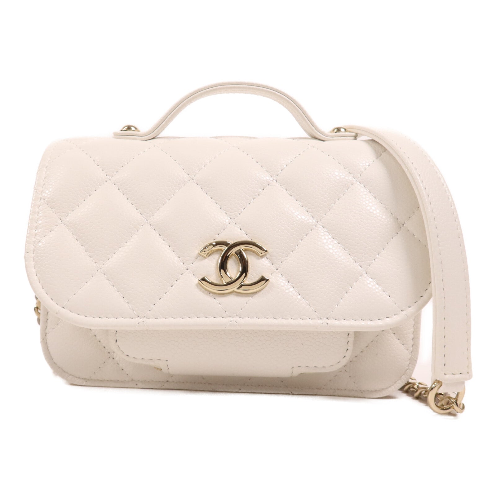 CHANEL 牛皮皮革Mini Affinity金扣手挽肩背兩用袋