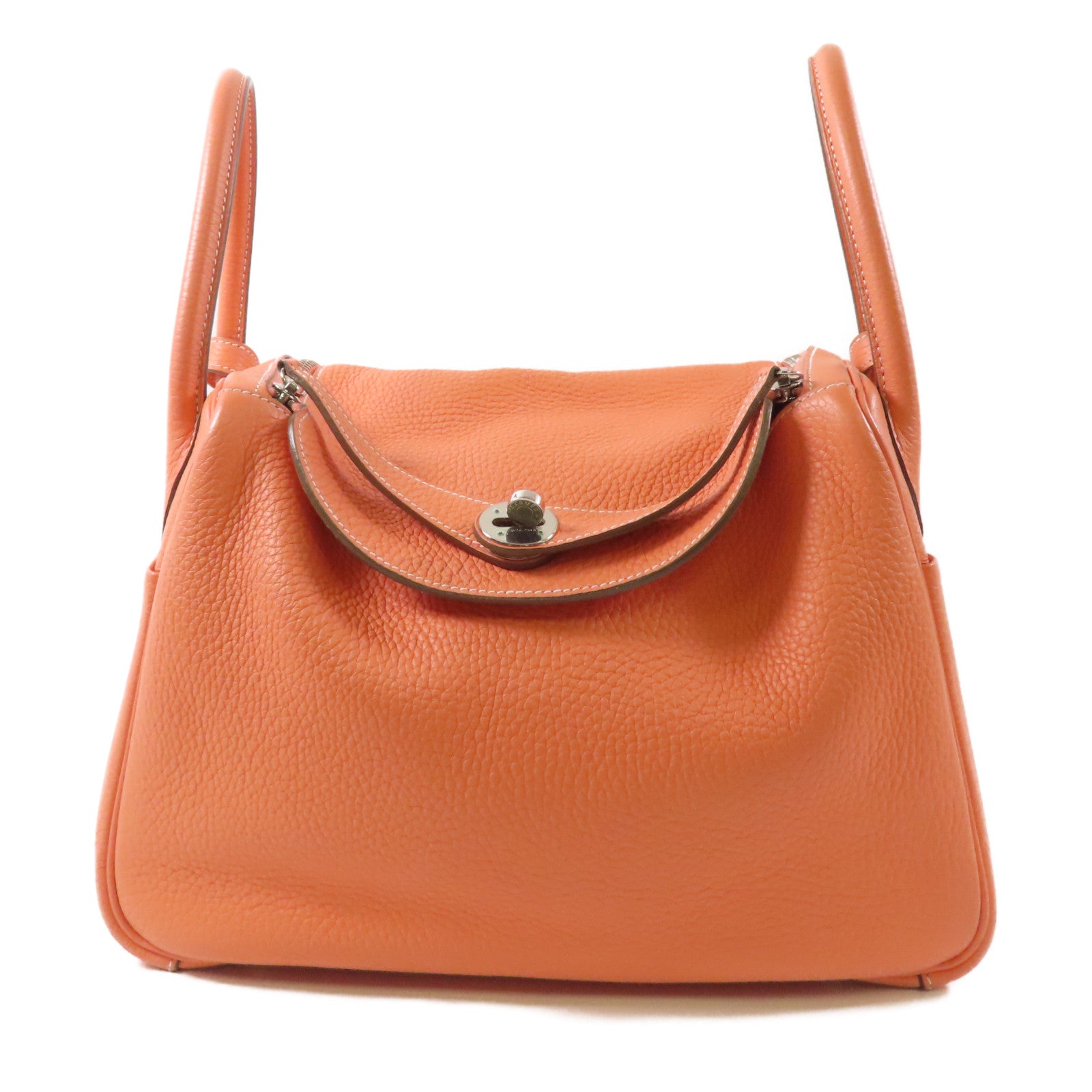 HERMES 【激減優惠】Clemence皮革Lindy 30銀扣肩背袋Flamingo