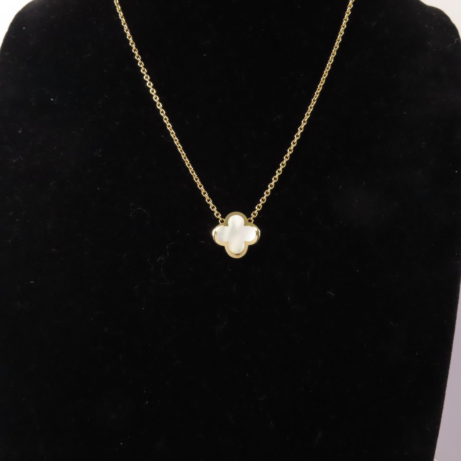 Van Cleef & Arpels 18K白金/珍珠貝殼Pure Alhambra Necklace項鍊