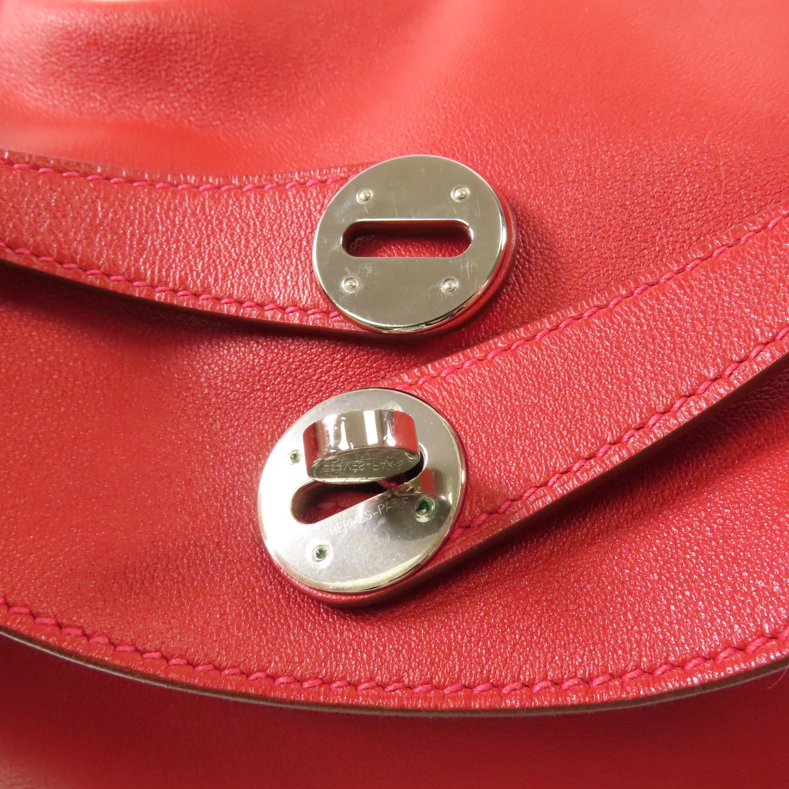 HERMES Swift皮革Lindy 30銀扣手挽肩背兩用袋Rouge Tomate