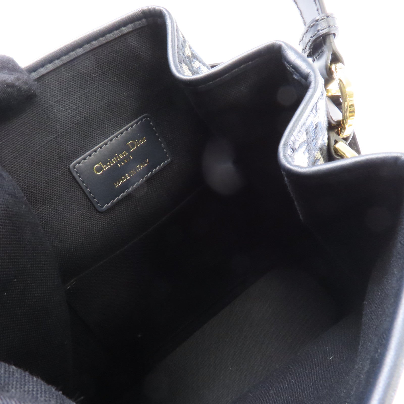 Dior 帆布Oblique Medium C'est Bag金扣手挽肩背兩用袋藍色