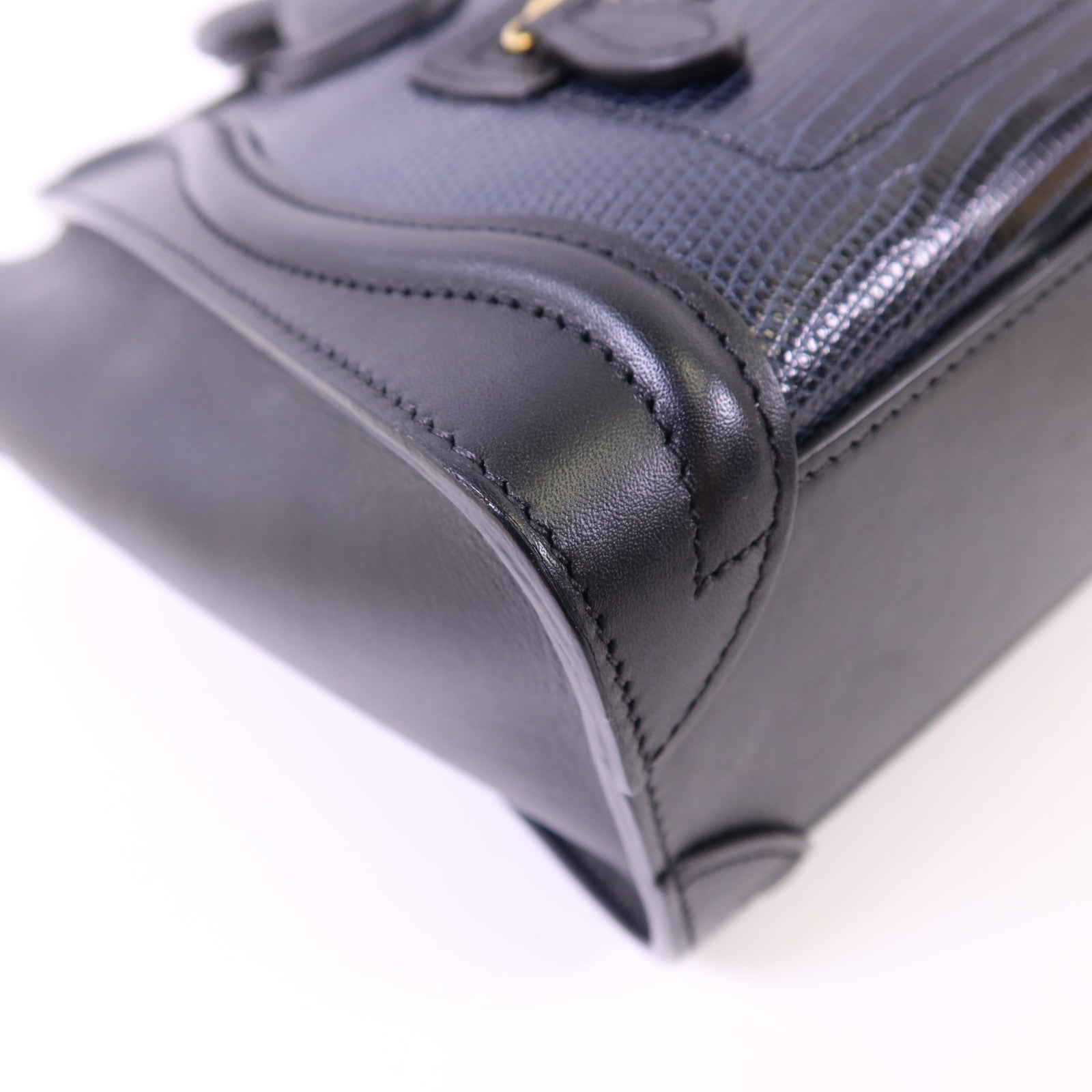 CELINE 蜥蝪皮革/牛皮皮革Nano Luggage金扣手挽肩背兩用袋