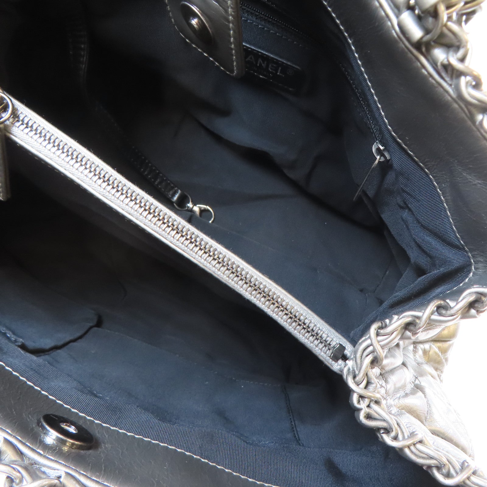 CHANEL 【激減優惠】菱格牛皮皮革Chain Shoulder Bag銀扣肩背袋銀色