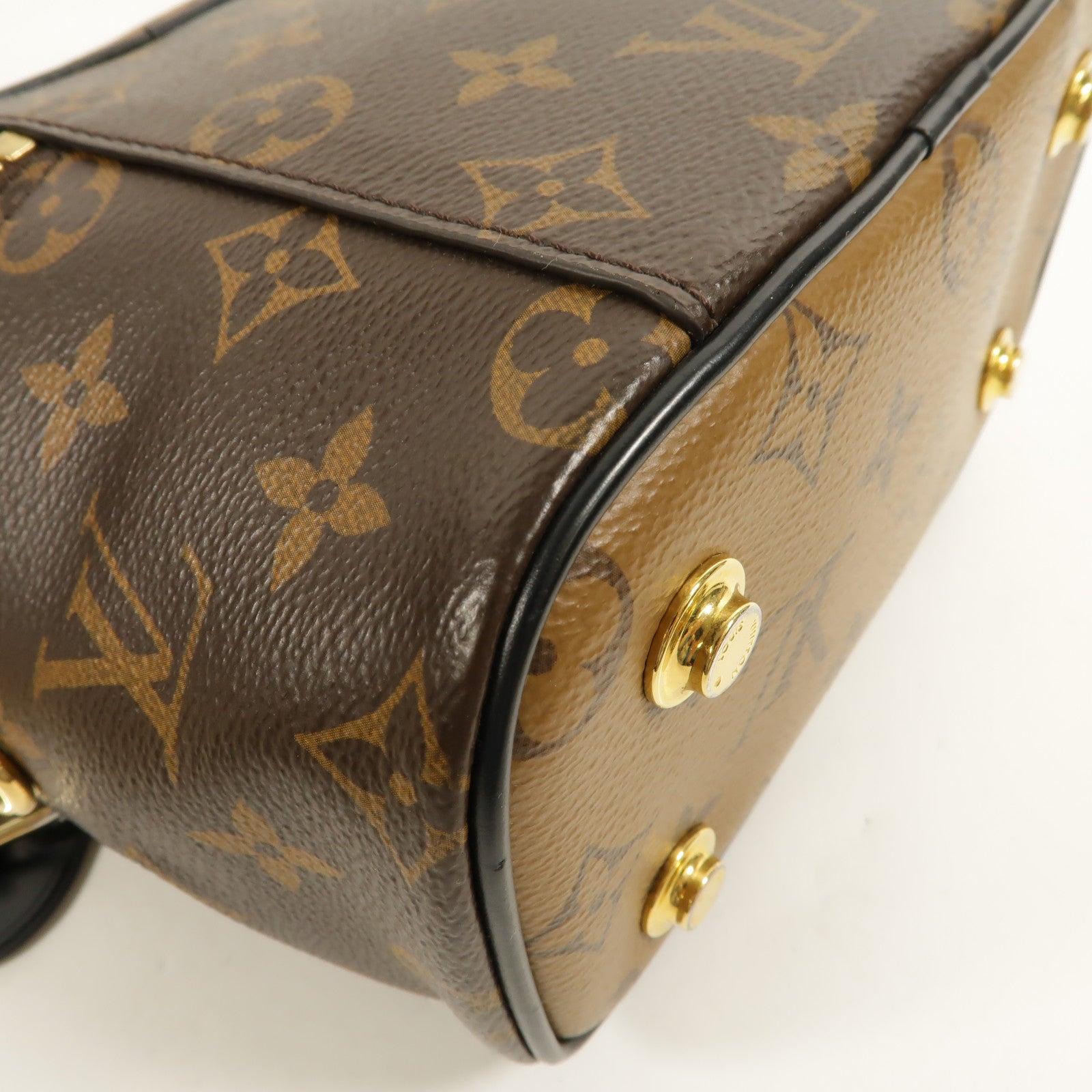 LOUIS VUITTON Monogram Reverse Vanity PM金扣手挽肩背兩用袋棕色