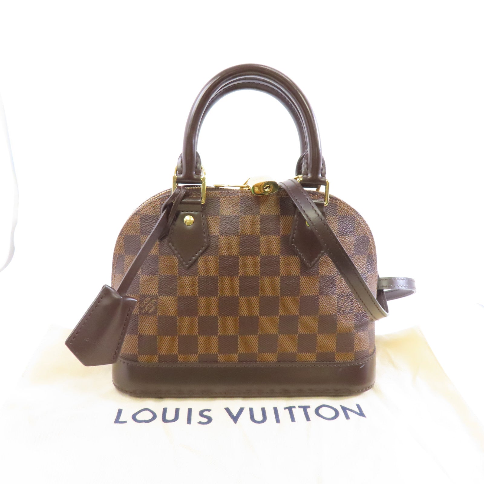 LOUIS VUITTON Damier Alma BB金扣手挽肩背兩用袋啡色