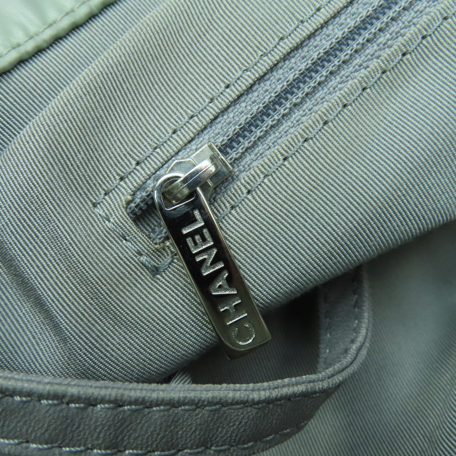 CHANEL 菱格尼龍Chain Shoulder Bag銀扣鏈帶肩背袋綠色