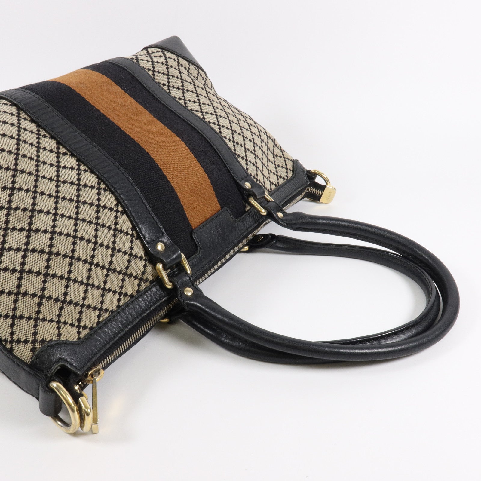 GUCCI 帆布Diamante Web 2 Way Bag手挽肩背兩用袋