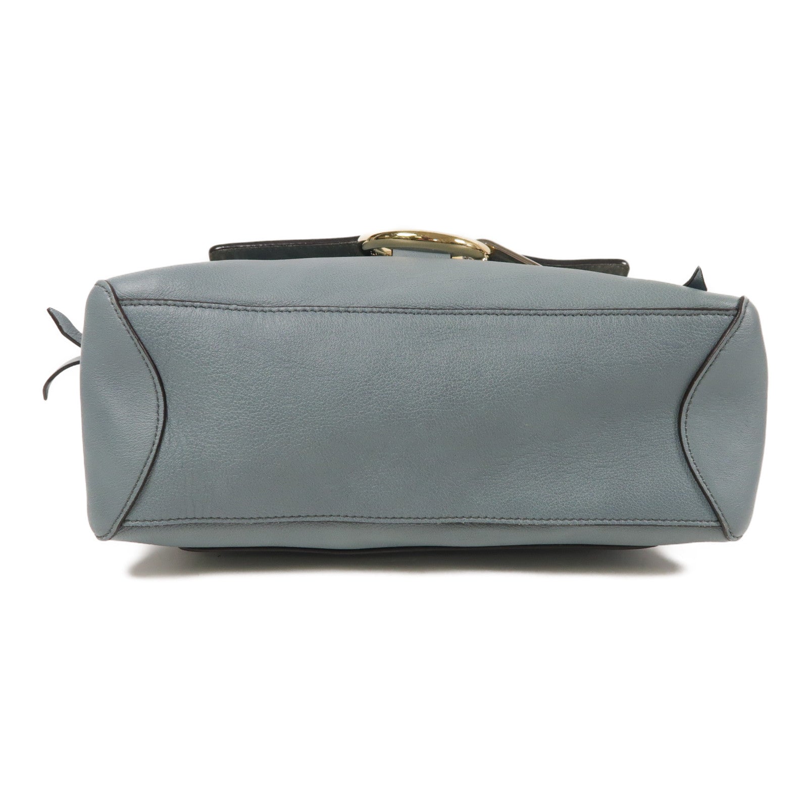 Chloe GHW Faye Day 2way Shoulder Bag Calfskin Leather Blue