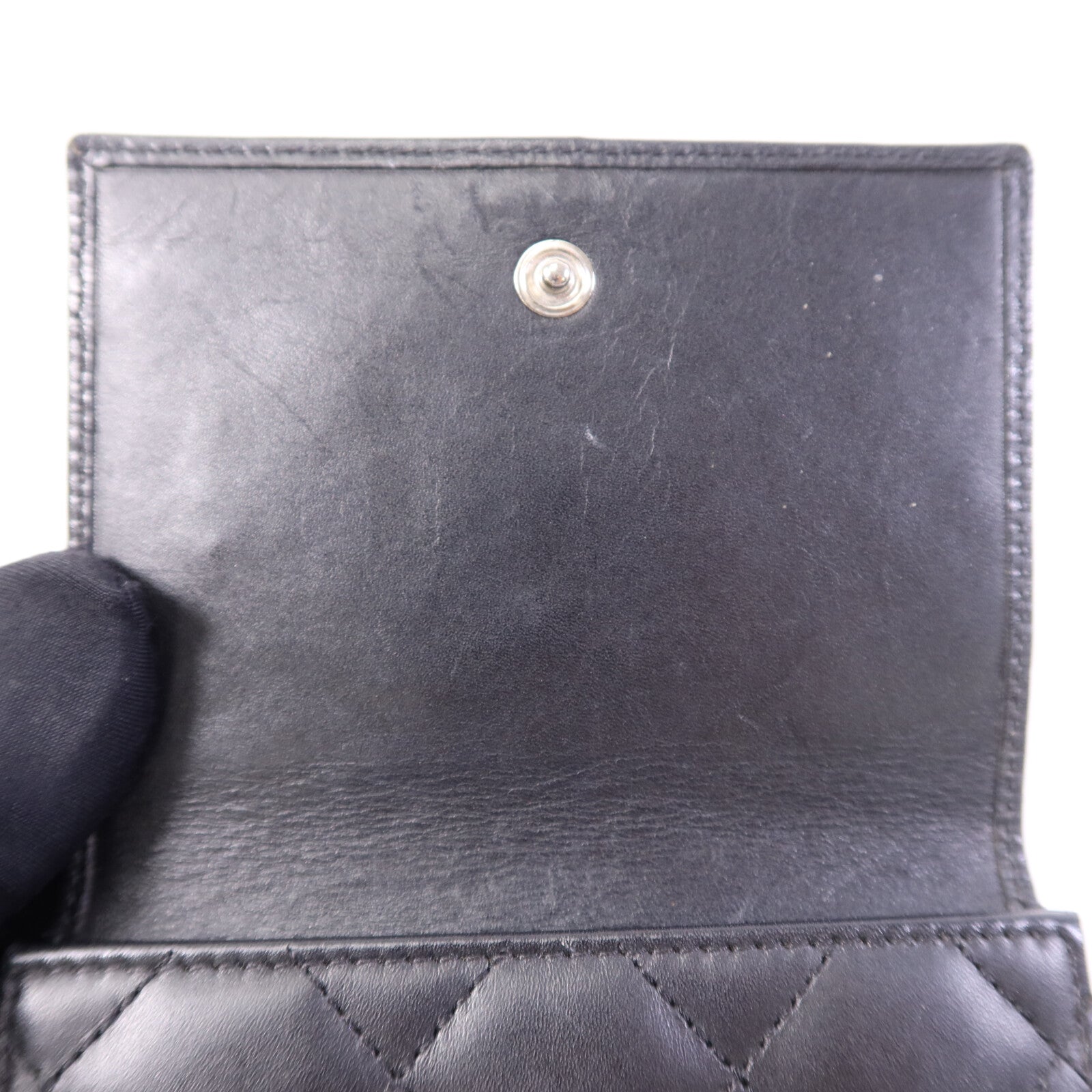 CHANEL 羊皮/漆皮皮革Cambon Wallet銀扣錢包