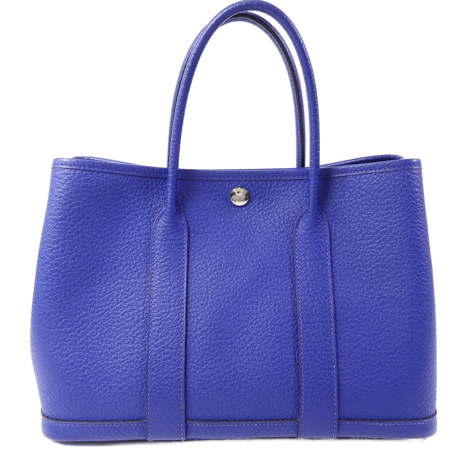 HERMES Clemence皮革Garden Party TPM手挽袋Bleu Electrique