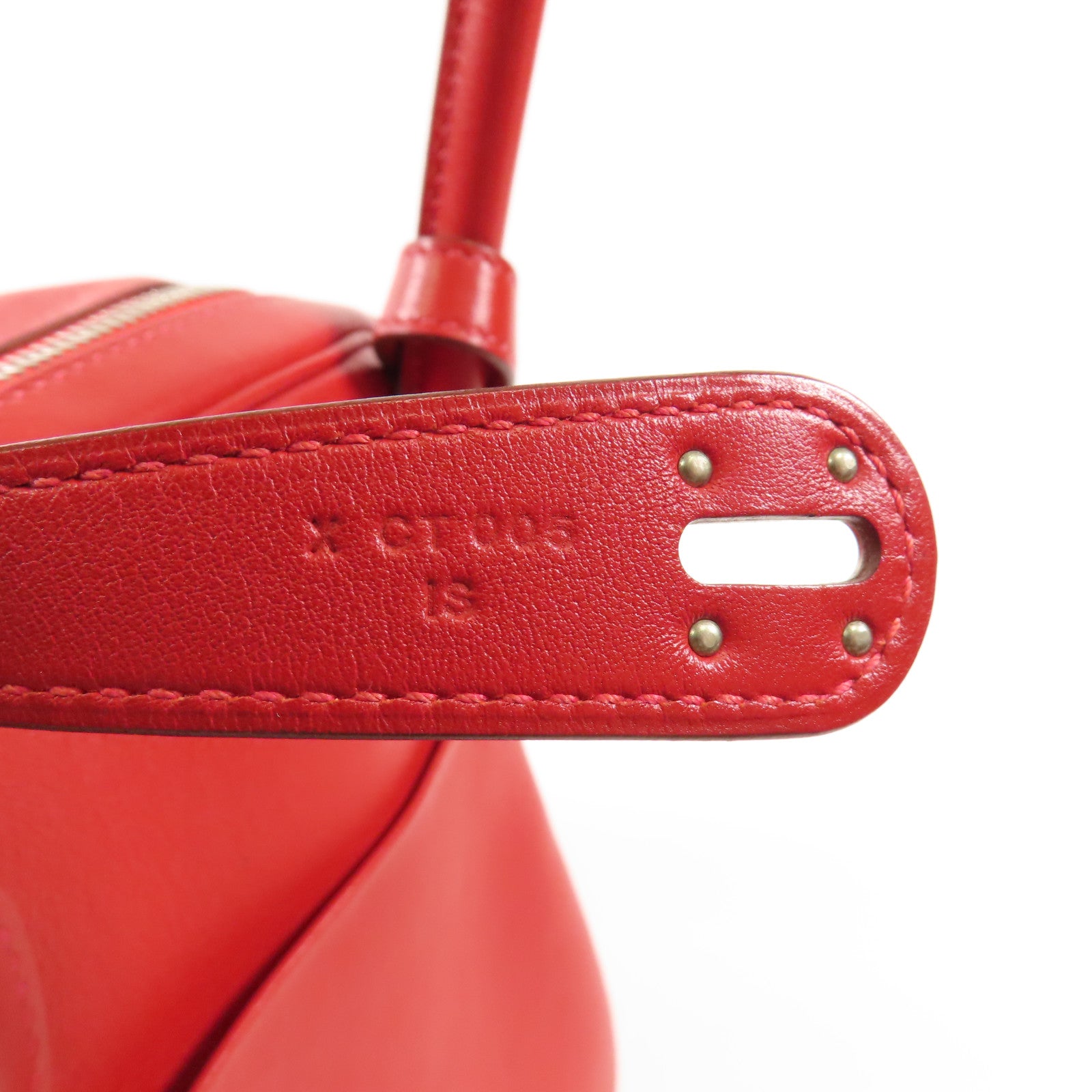 HERMES Swift皮革Lindy 30銀扣手挽肩背兩用袋Rouge Tomate