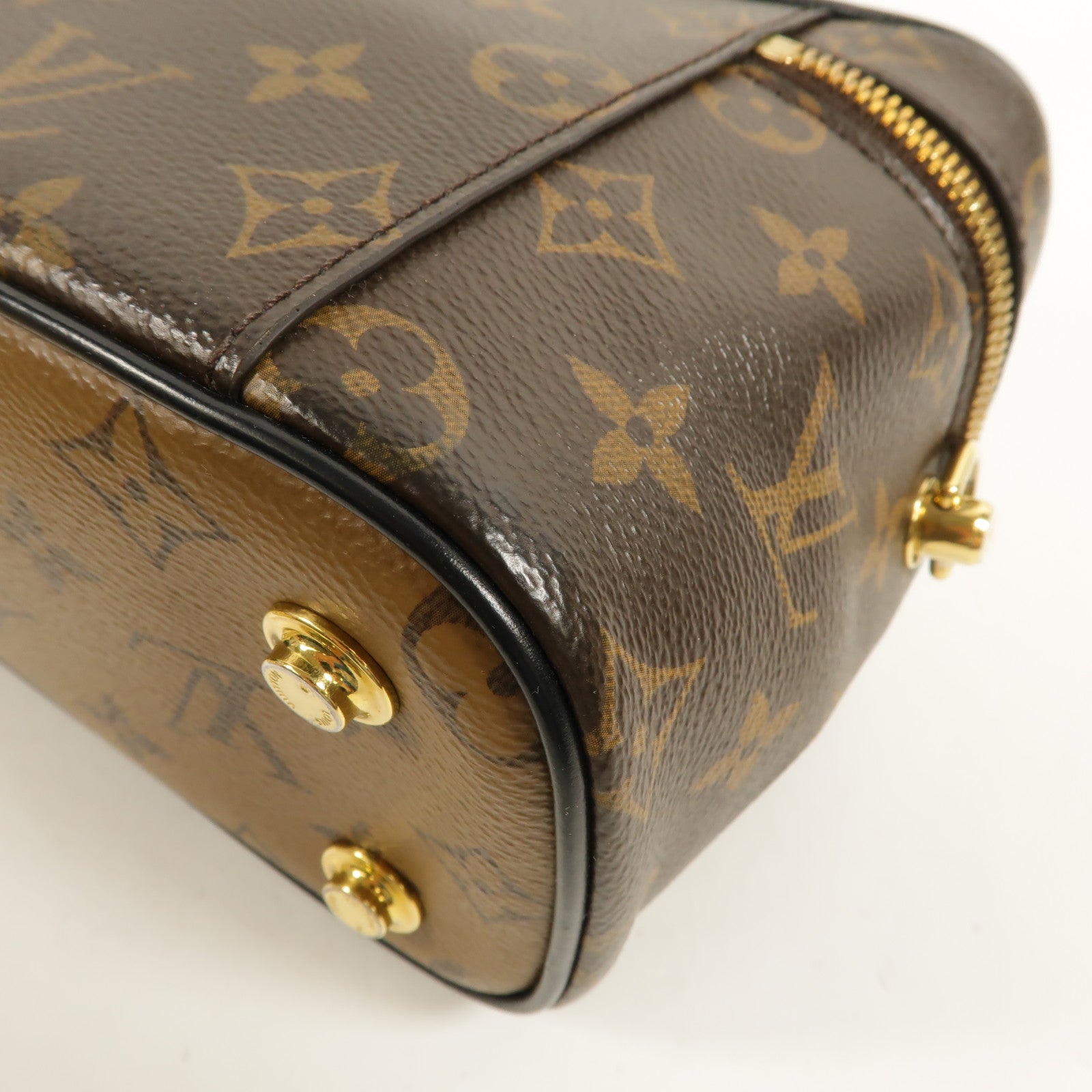 LOUIS VUITTON Monogram Reverse Vanity PM金扣手挽肩背兩用袋棕色