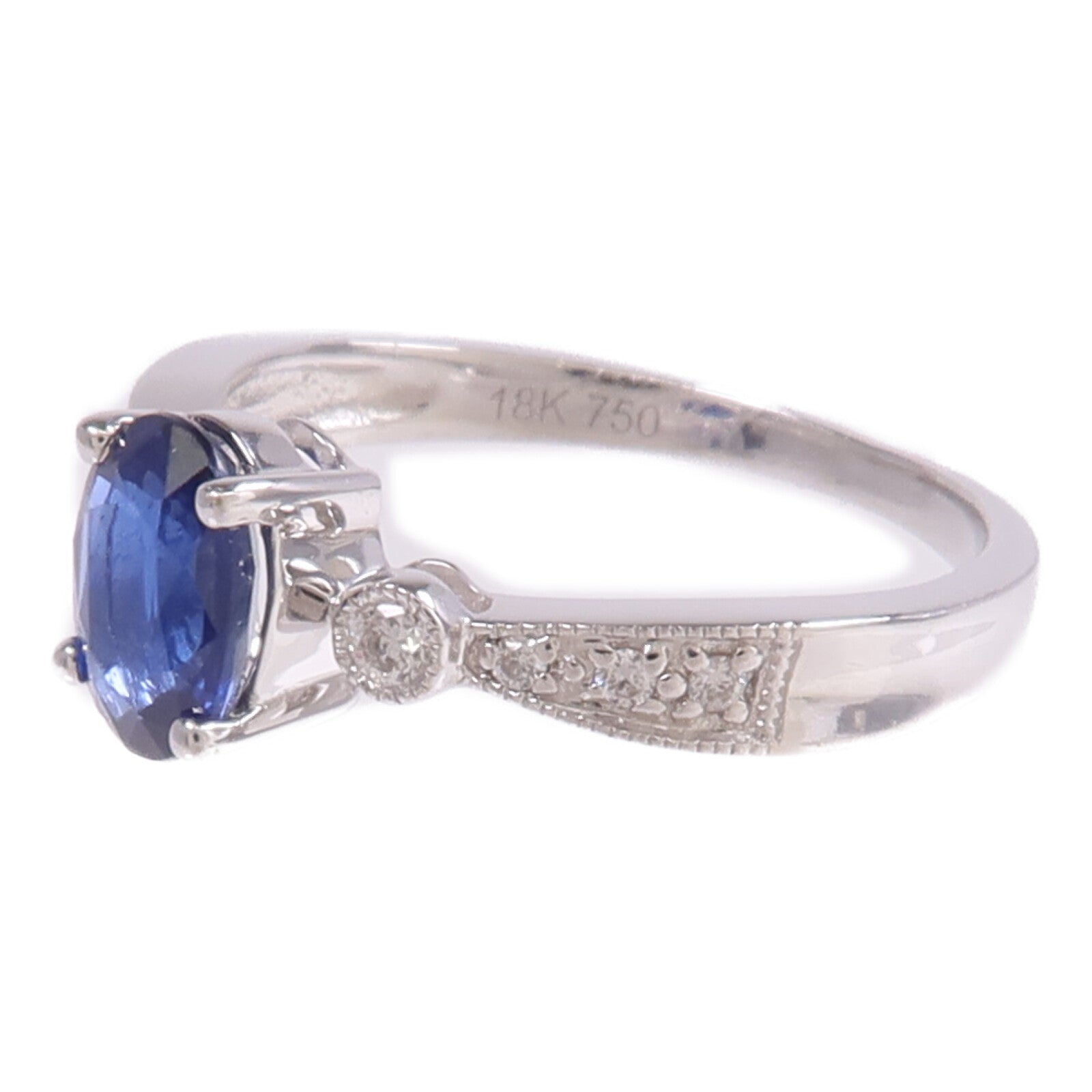 JEWELRY 18K白金Sapphire Diamond Ring藍寶石/鑽石戒指US#5.75
