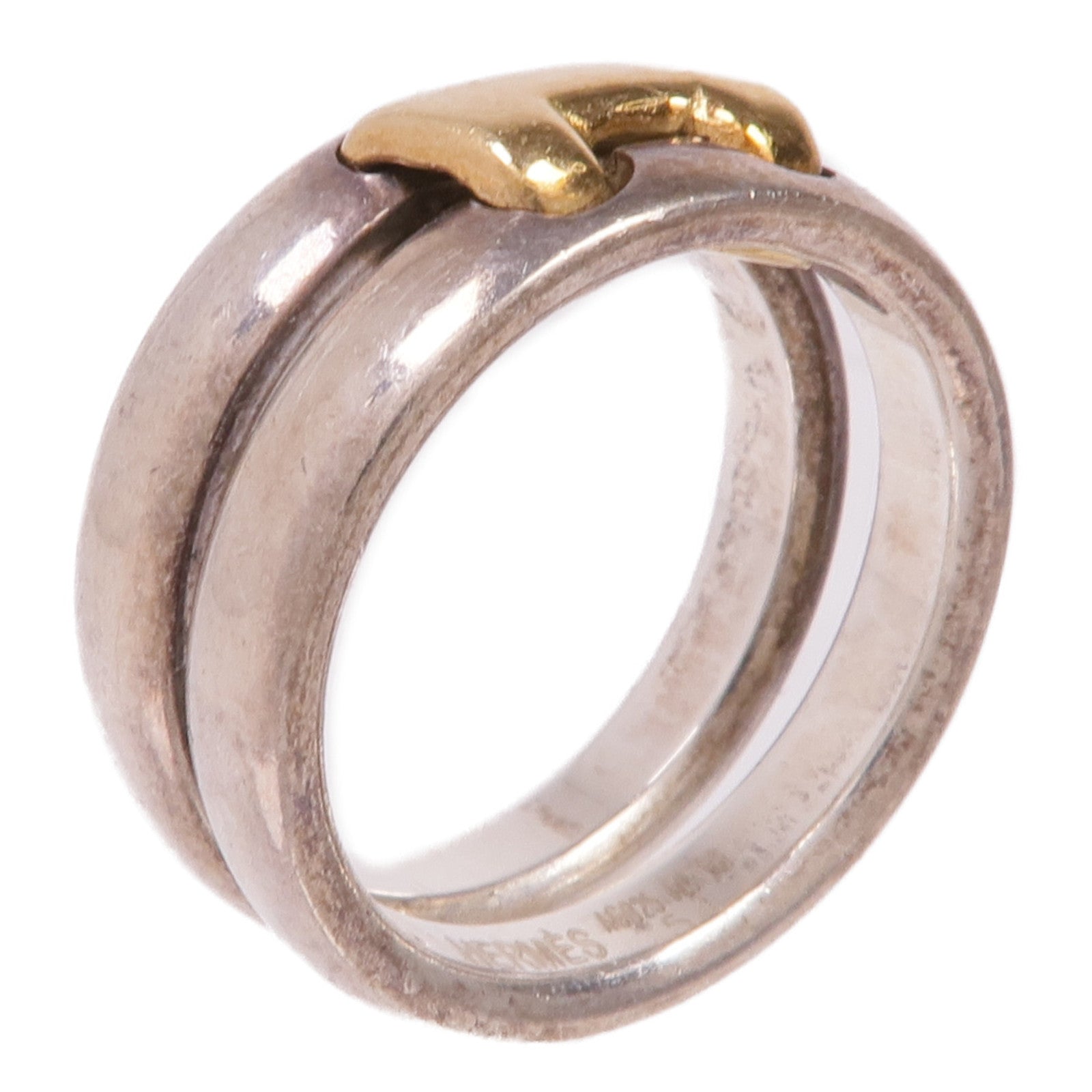 HERMES 925純銀/18K黃金Ring戒指Hermes#54/US#6.5