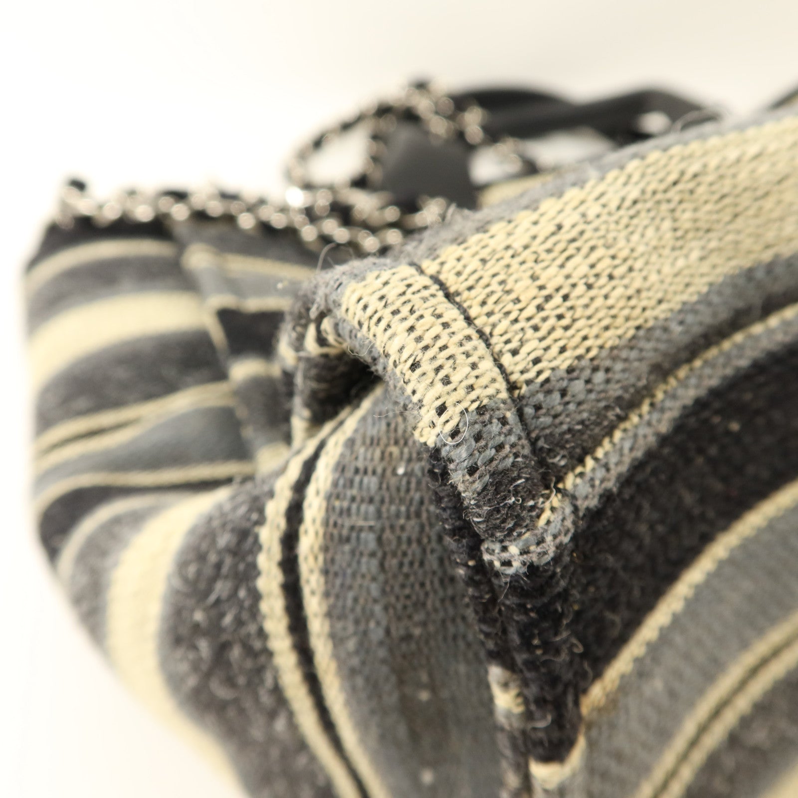 CHANEL 帆布Deauville銀扣手挽肩背兩用袋