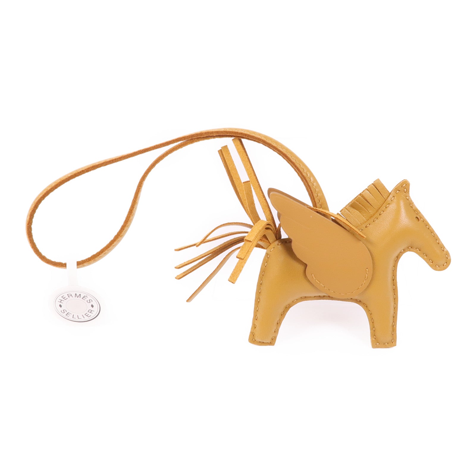 HERMES Swift皮革Rodeo Pegase PM掛飾Gold