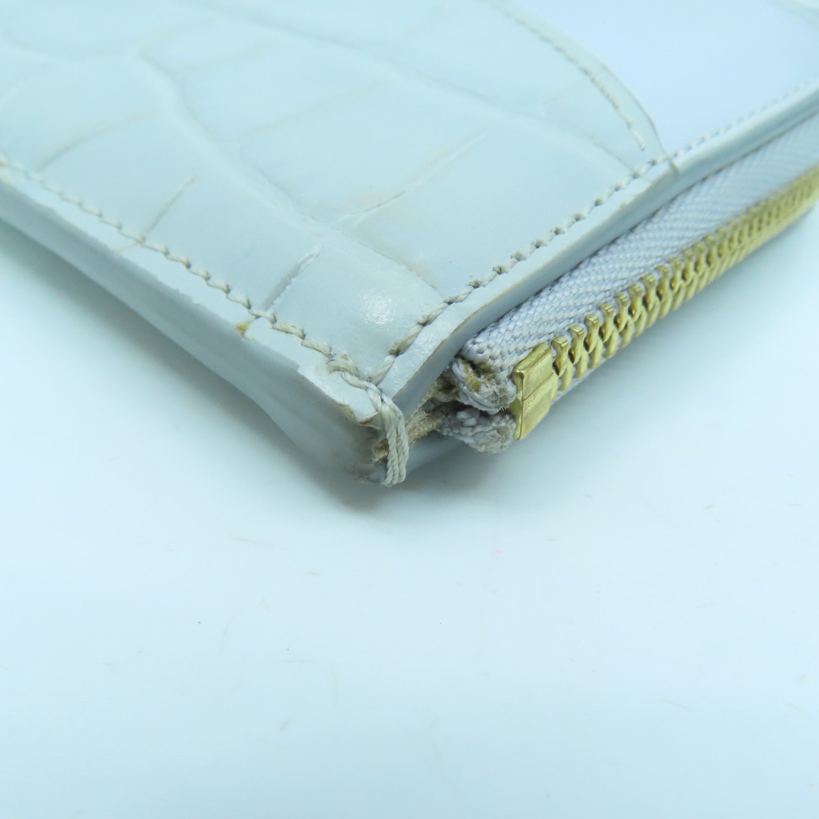 Chloe Leather Card Case Gold Buckle Gray