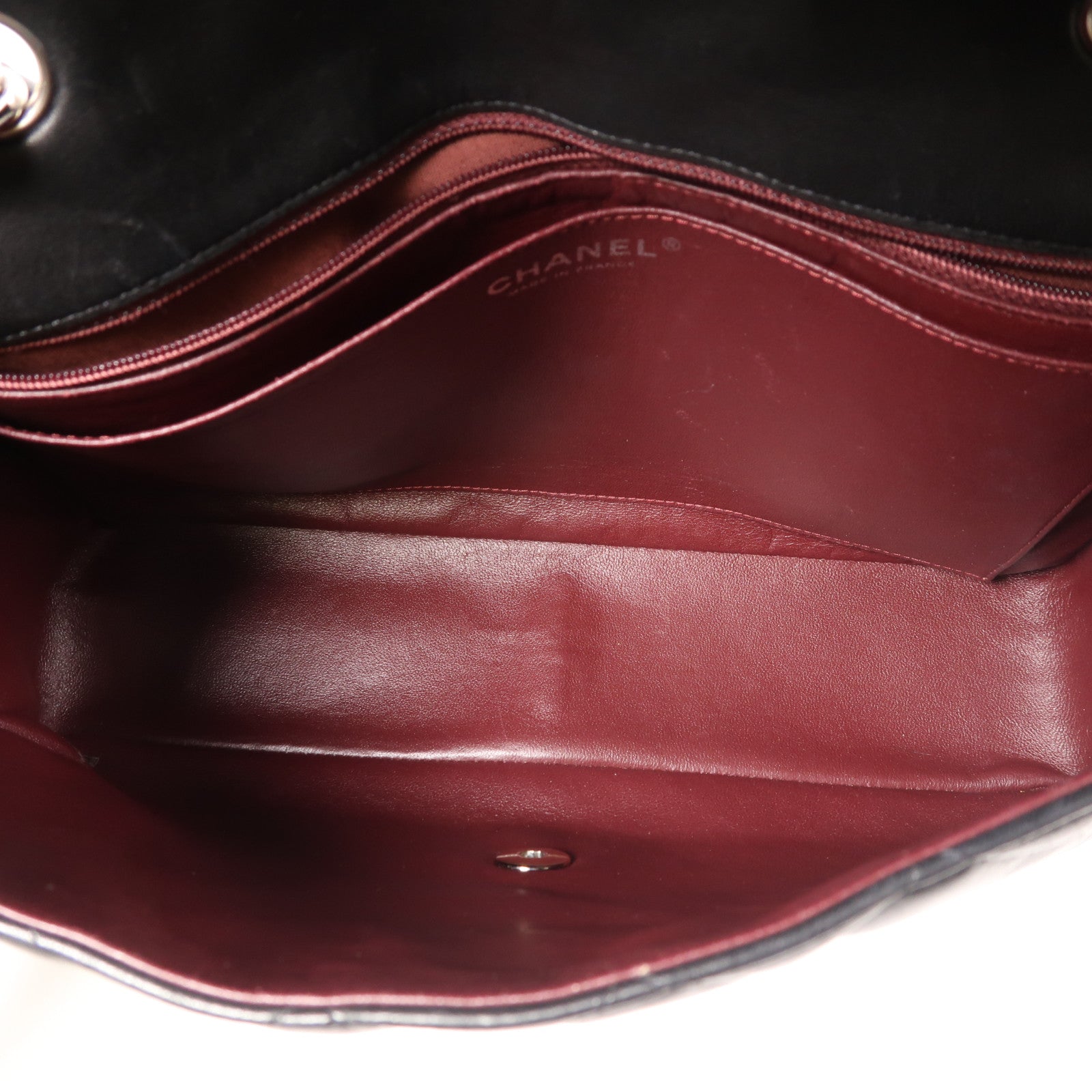 CHANEL 羊皮皮革Large Classic銀扣鏈帶肩背袋