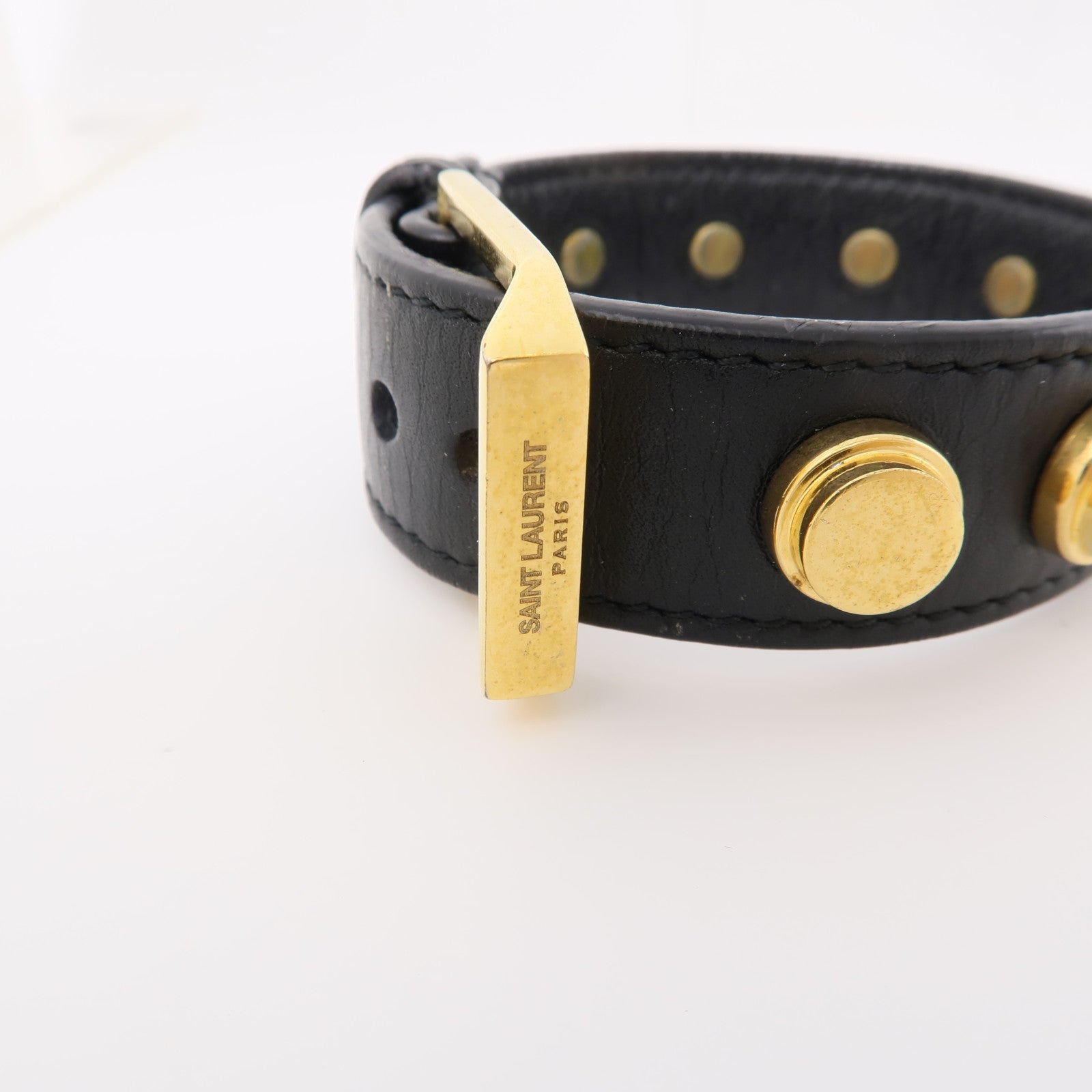 SAINT LAURENT 【激減優惠】牛皮皮革/金屬Bracelet手鏈黑色/金色