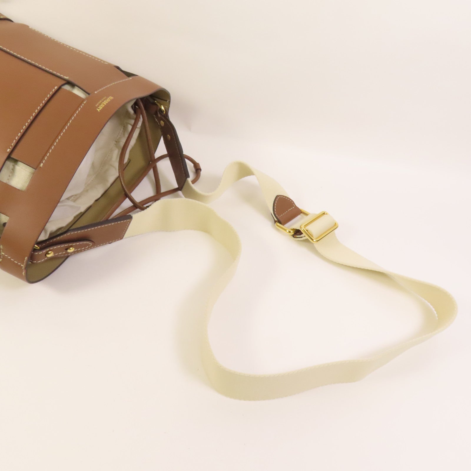 BURBERRY 牛皮皮革/帆布Shoulder Bag金扣肩背袋