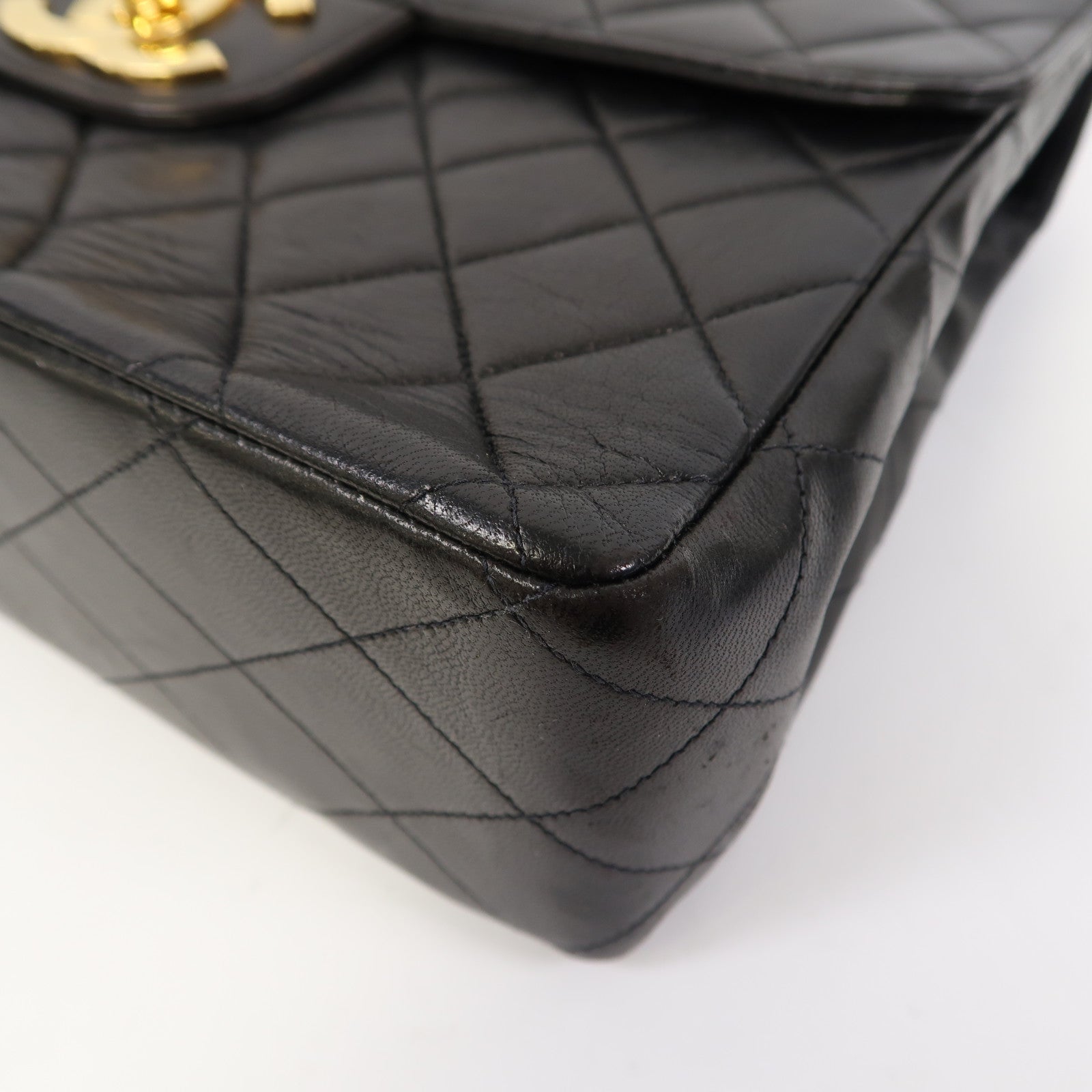 CHANEL 【激減優惠】菱格羊皮皮革Chain Shoulder金扣鏈帶肩背袋黑色