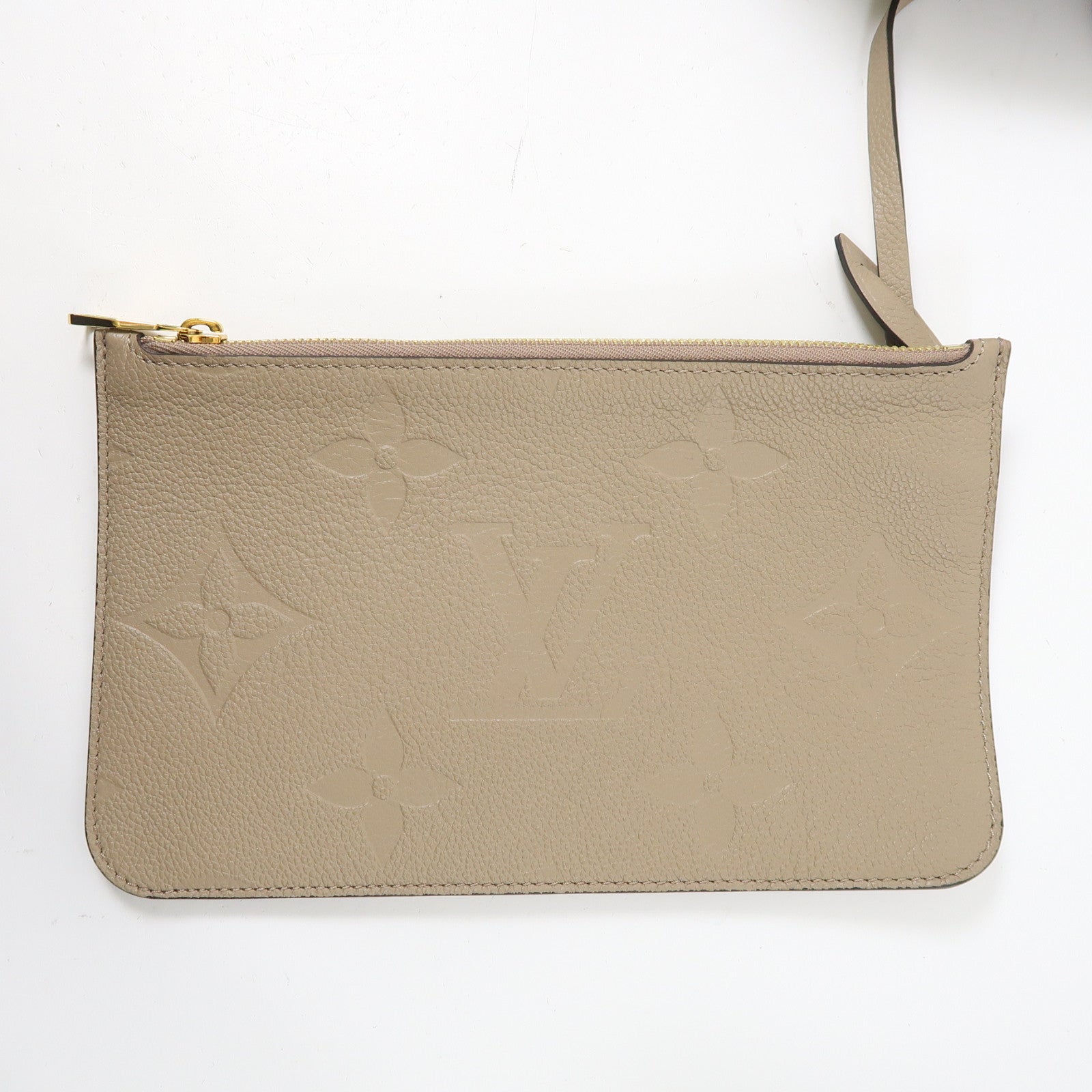 LOUIS VUITTON Monogram Empreinte Neverfull MM金扣肩背袋米色