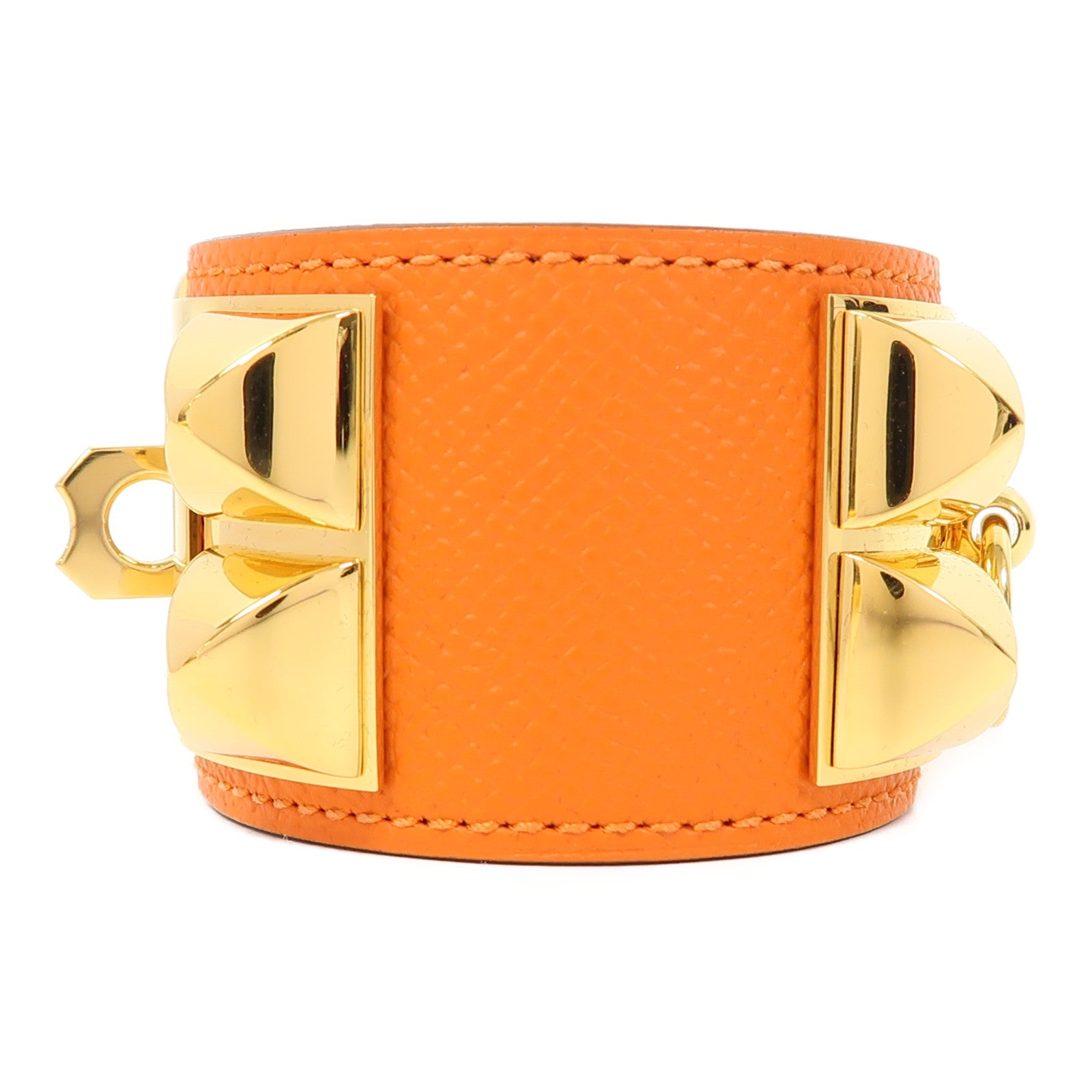 HERMES Epsom皮革Collier de Chien Bracelet手鐲橙色