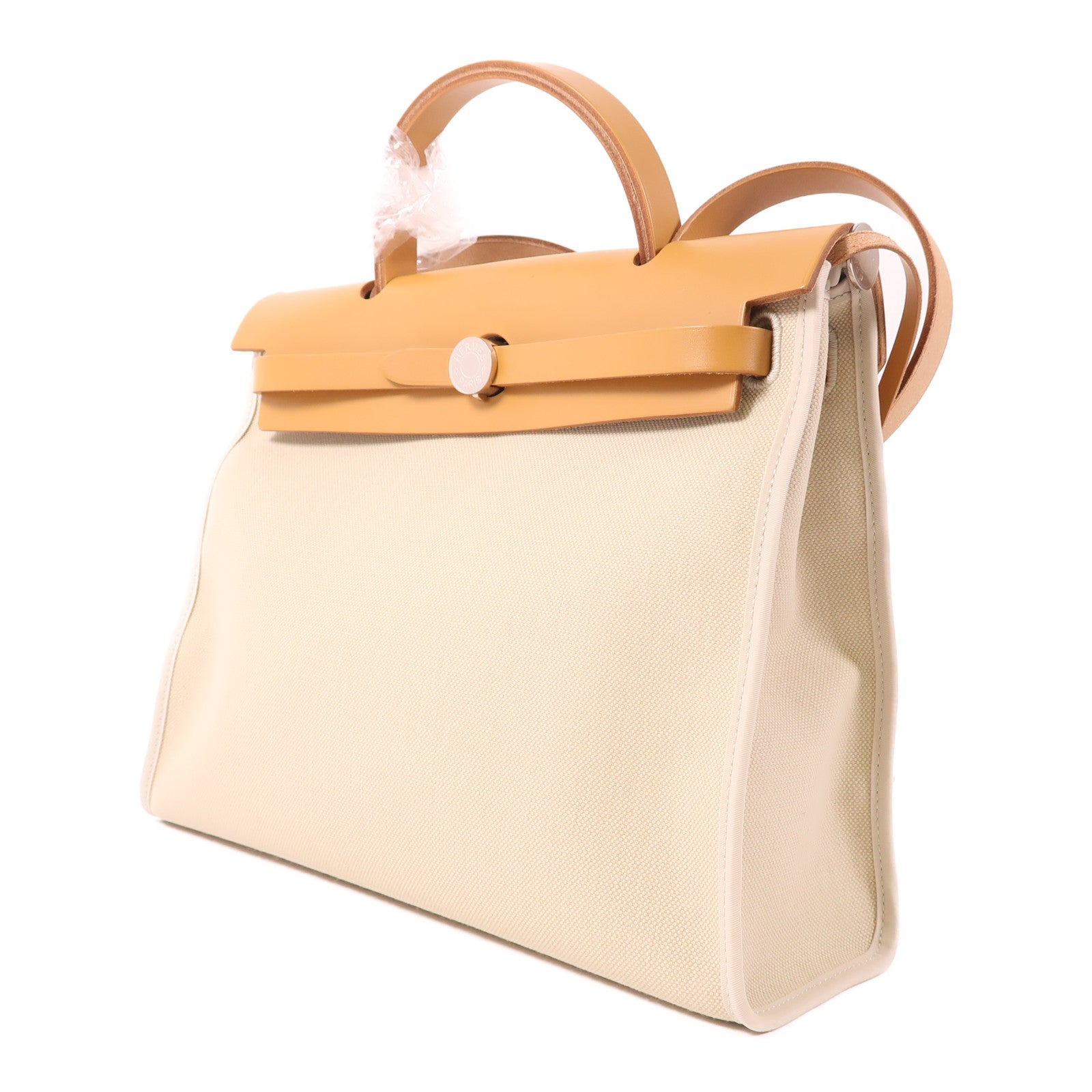 HERMES 帆布Herbag PM銀扣手挽肩背兩用袋