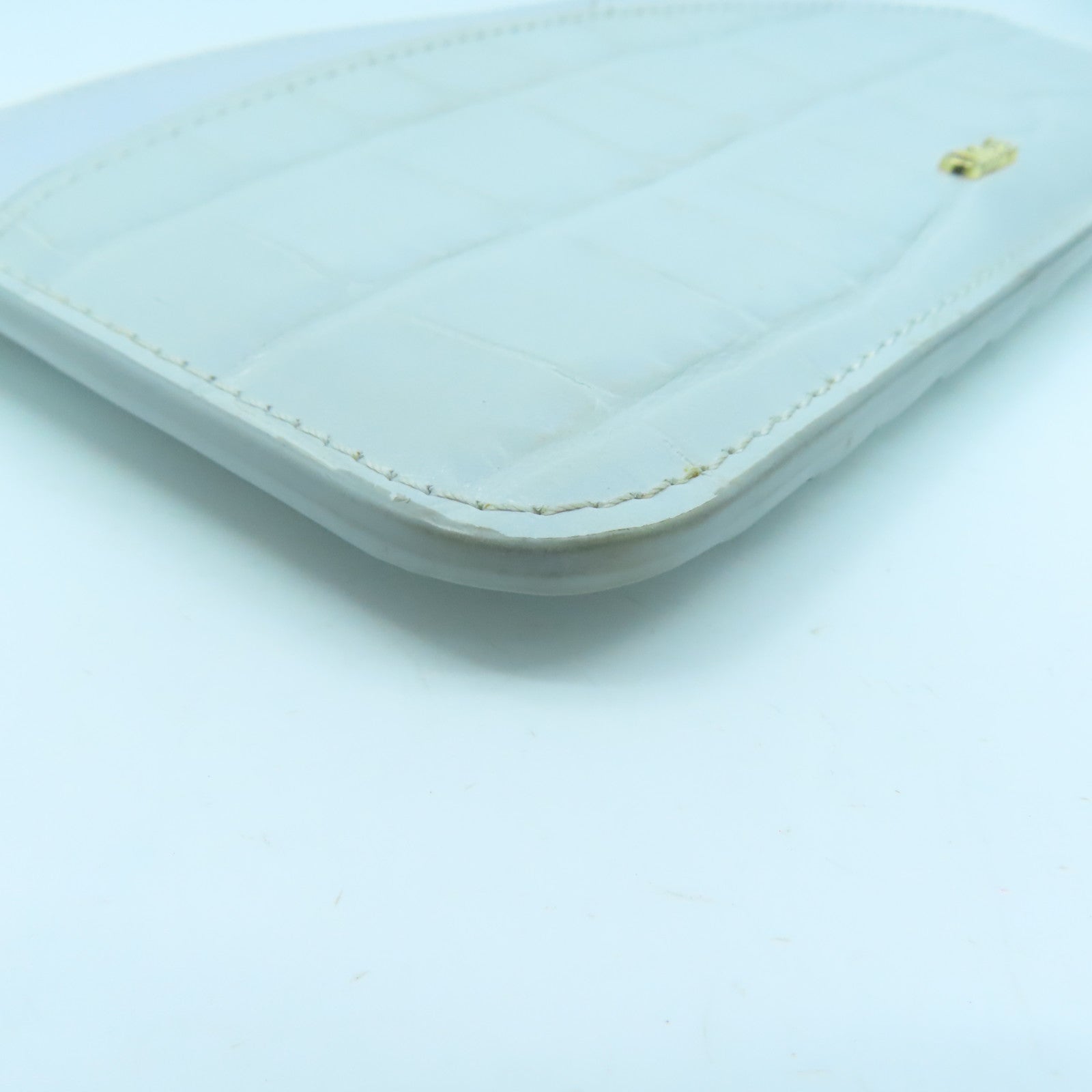 Chloe Leather Card Case Gold Buckle Gray