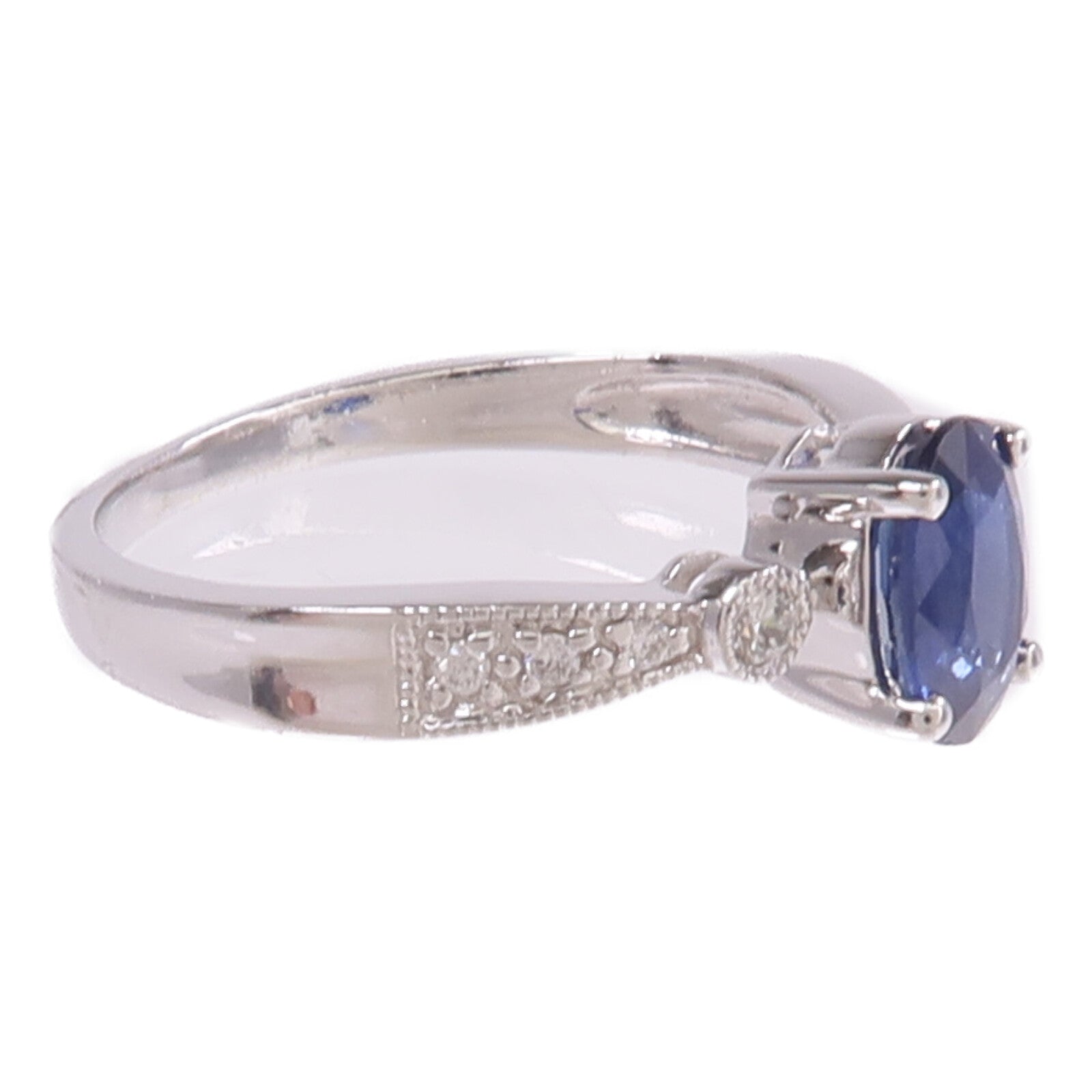 JEWELRY 18K白金Sapphire Diamond Ring藍寶石/鑽石戒指US#5.75