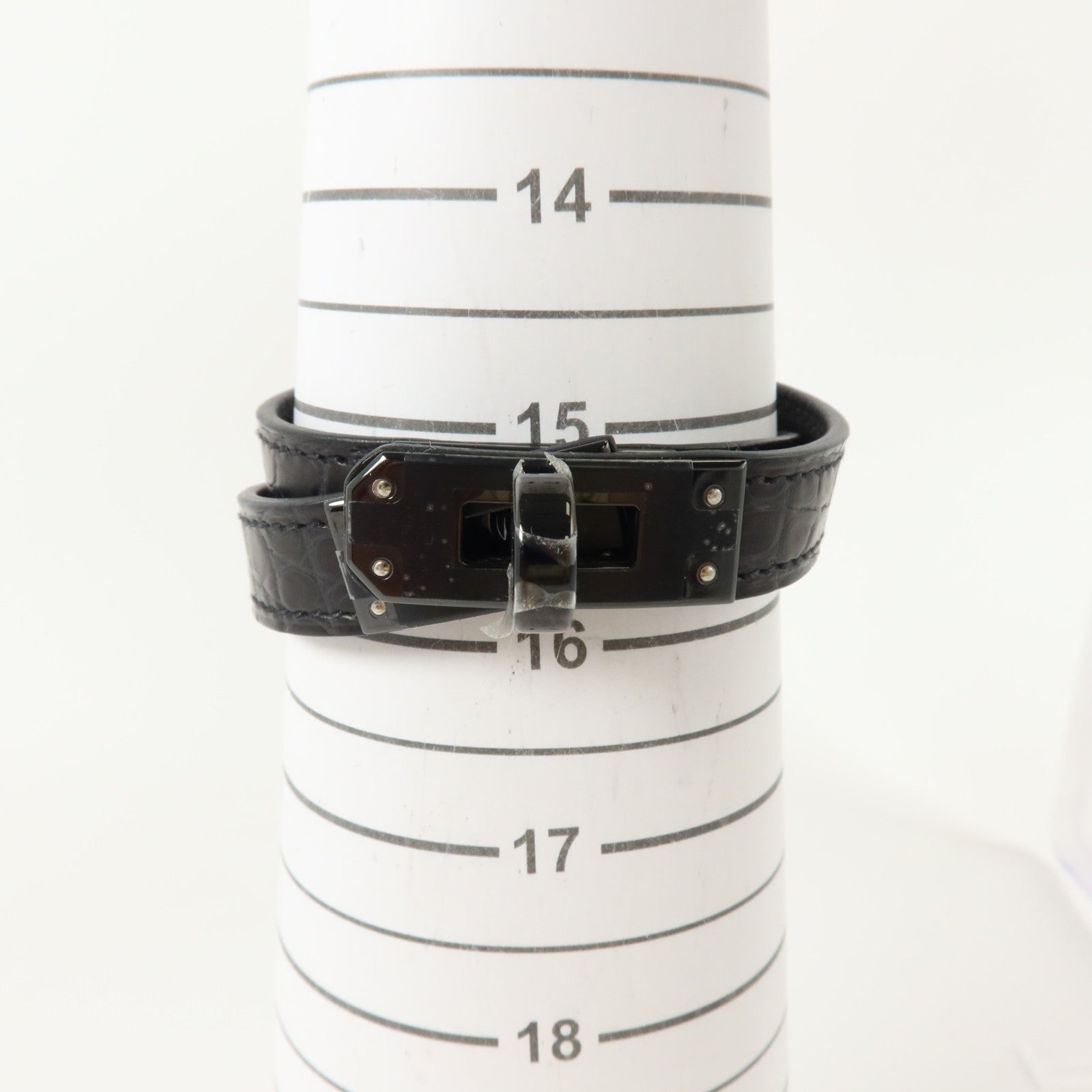 HERMES Alligator皮革Kelly Double Tour So Black Bracelet手鏈