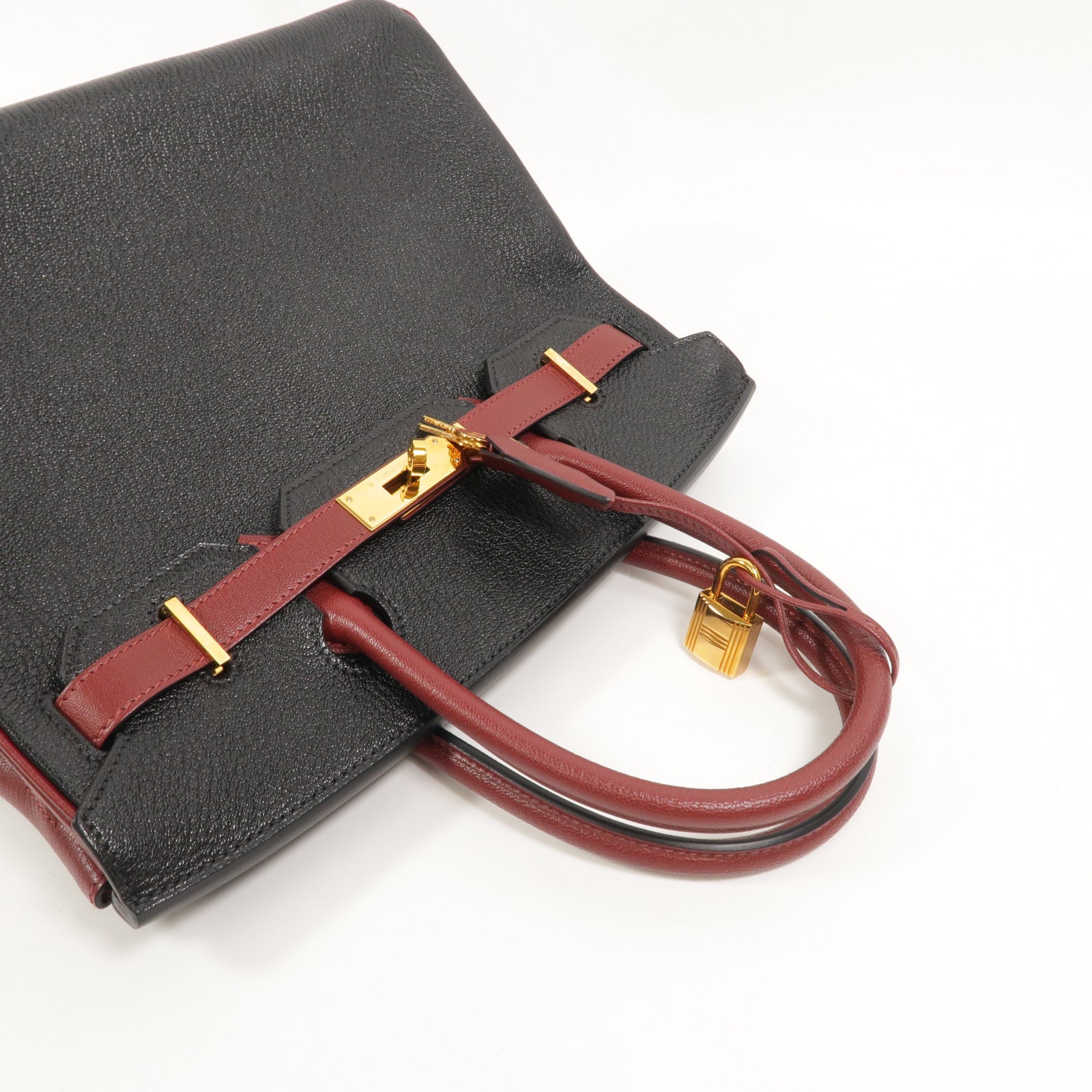 HERMES Chevre皮革Birkin 30 Special Order手挽袋Noir/Rouge H