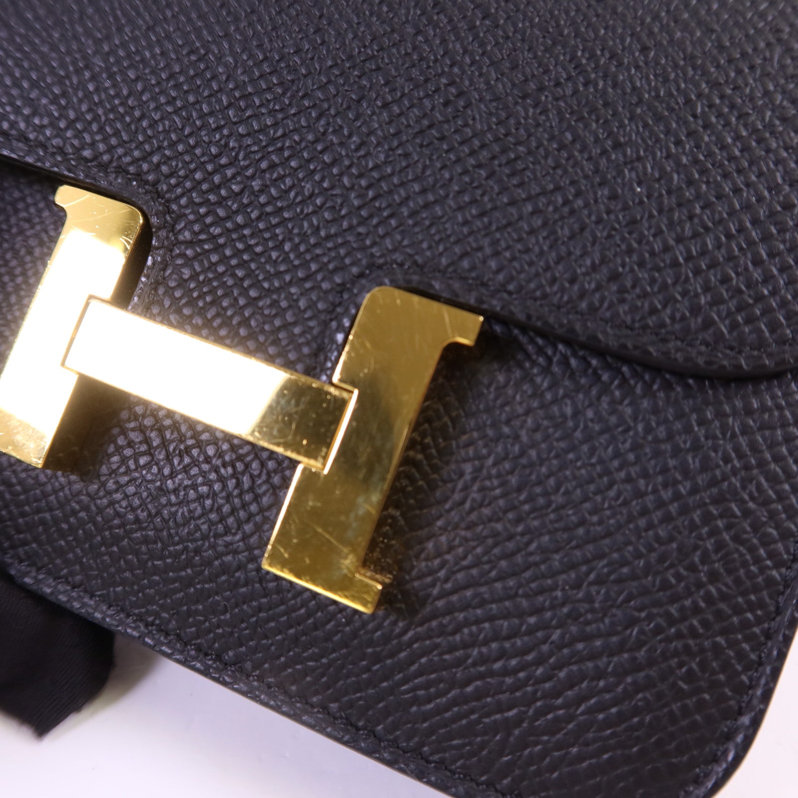 HERMES Epsom皮革Constance Slim金扣錢包Noir