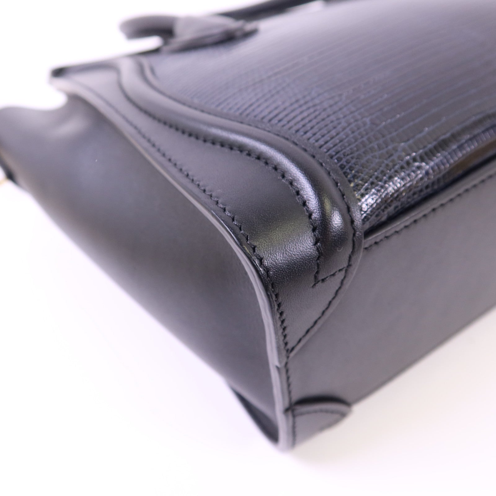 CELINE 蜥蝪皮革/牛皮皮革Nano Luggage金扣手挽肩背兩用袋