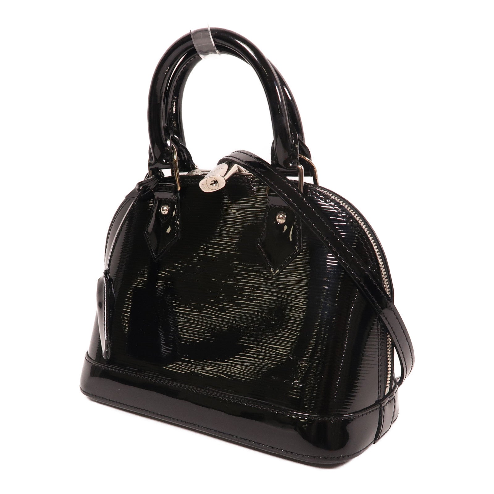 LOUIS VUITTON Epi Electric Alma BB銀扣手挽肩背兩用袋黑色