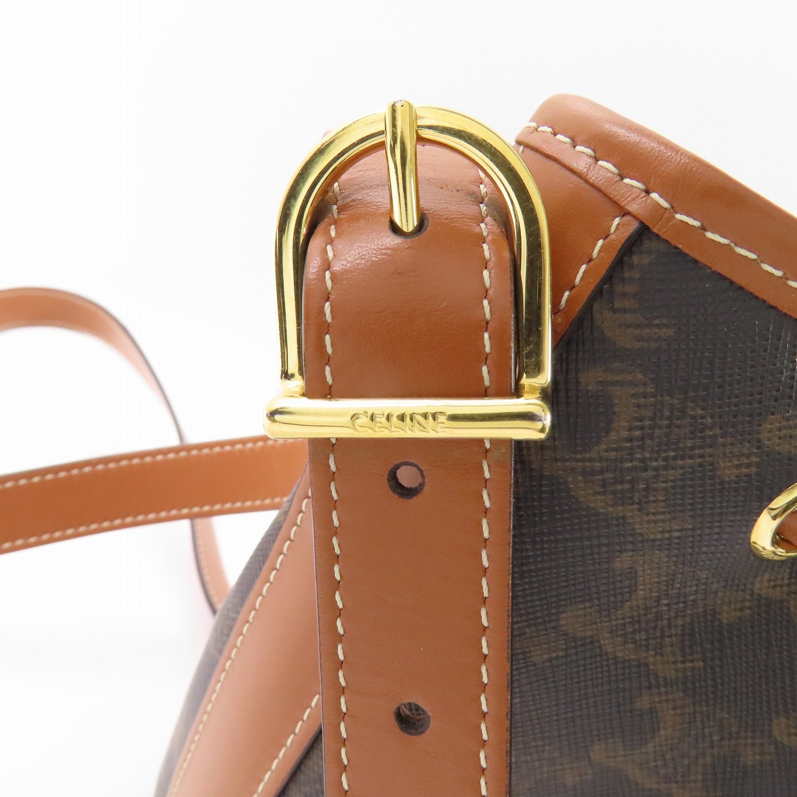 CELINE 【激減優惠】塗層帆布Shoulder Bag金扣肩背袋