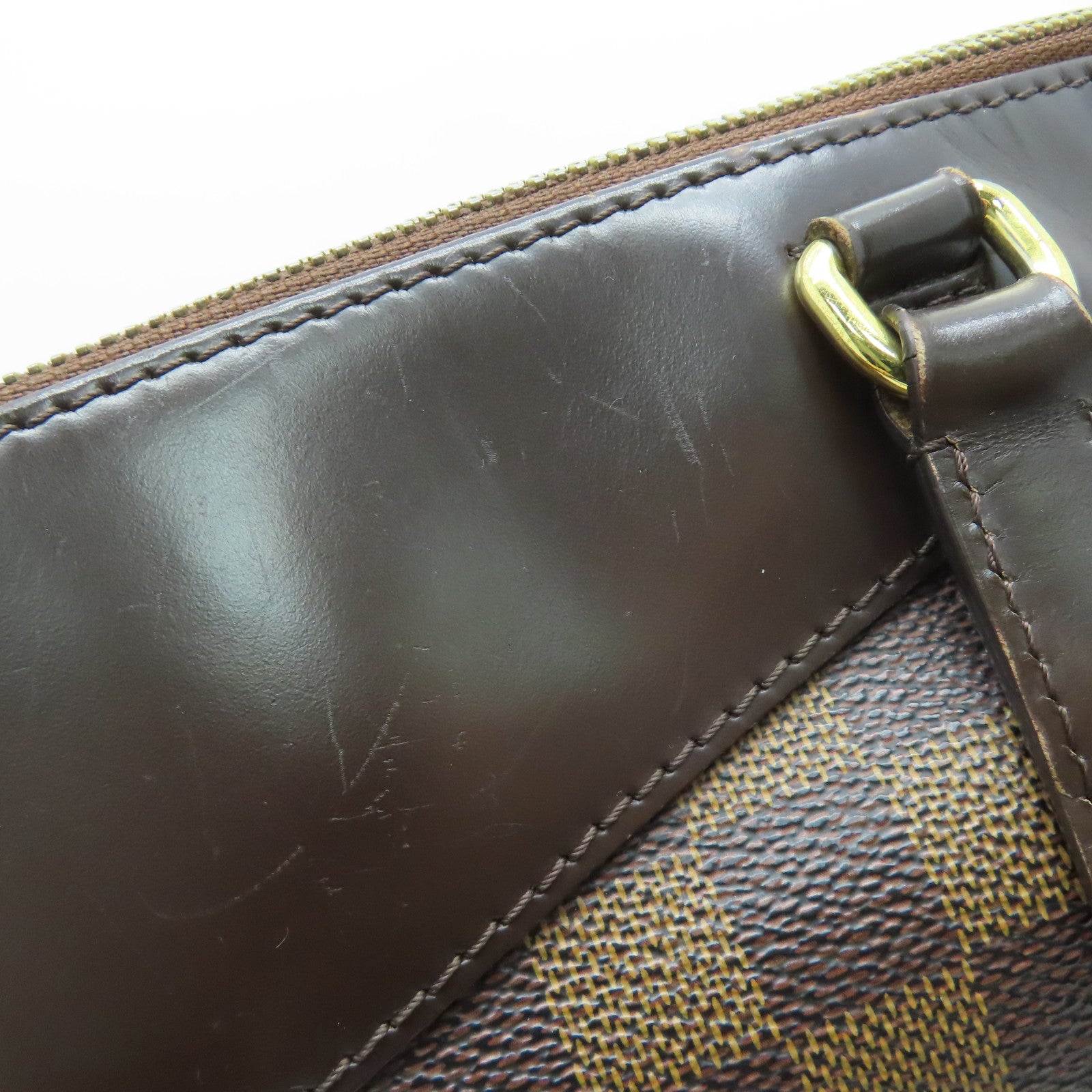 LOUIS VUITTON Damier Westminster GM gold buckle shoulder bag brown
